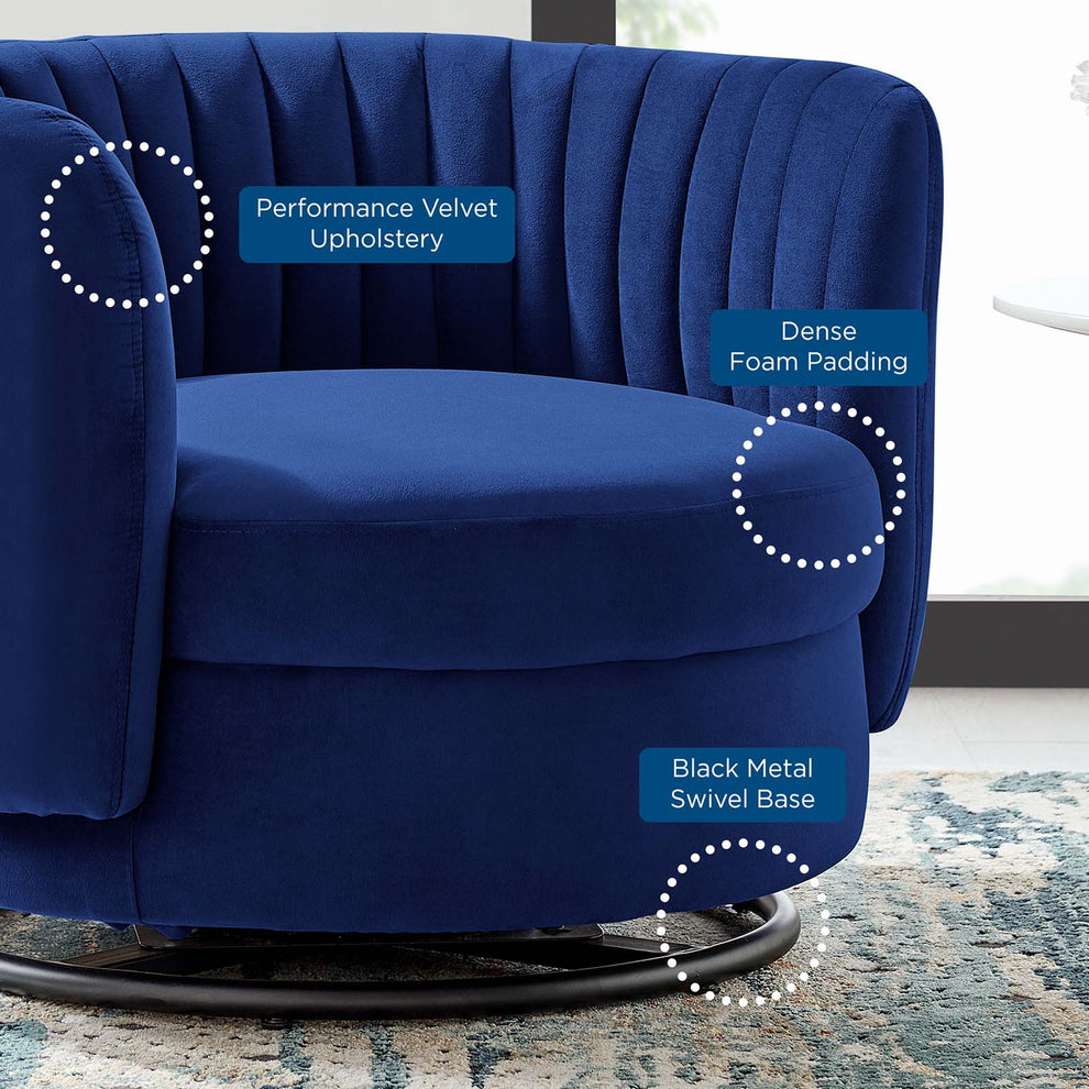 Embrace Tufted Performance Velvet Performance Velvet Swivel Chair By Modway - EEI-4998 | Armchairs | Modishstore - 27