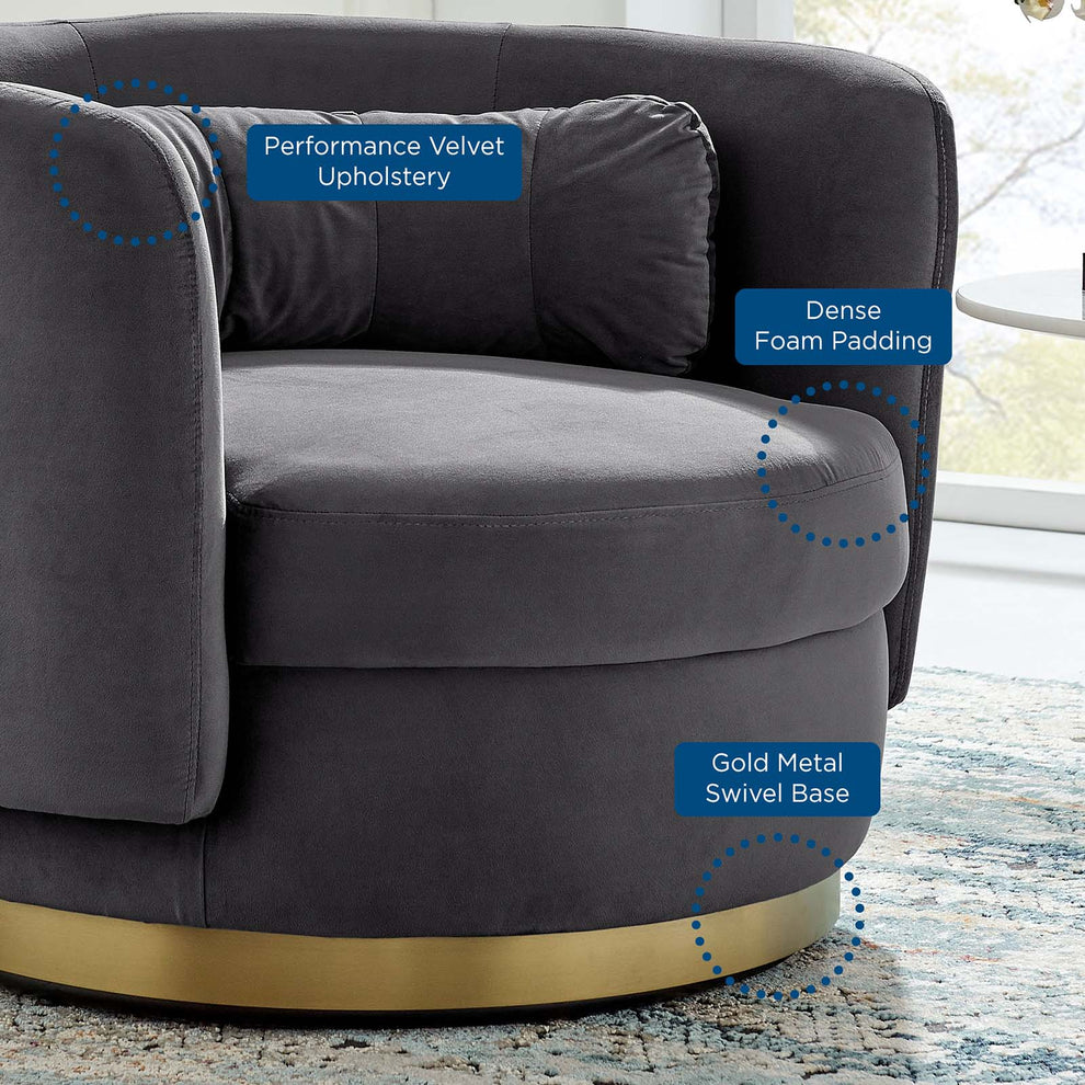 Relish Performance Velvet Performance Velvet Swivel Chair By Modway - EEI-4999 | Armchairs | Modishstore - 7