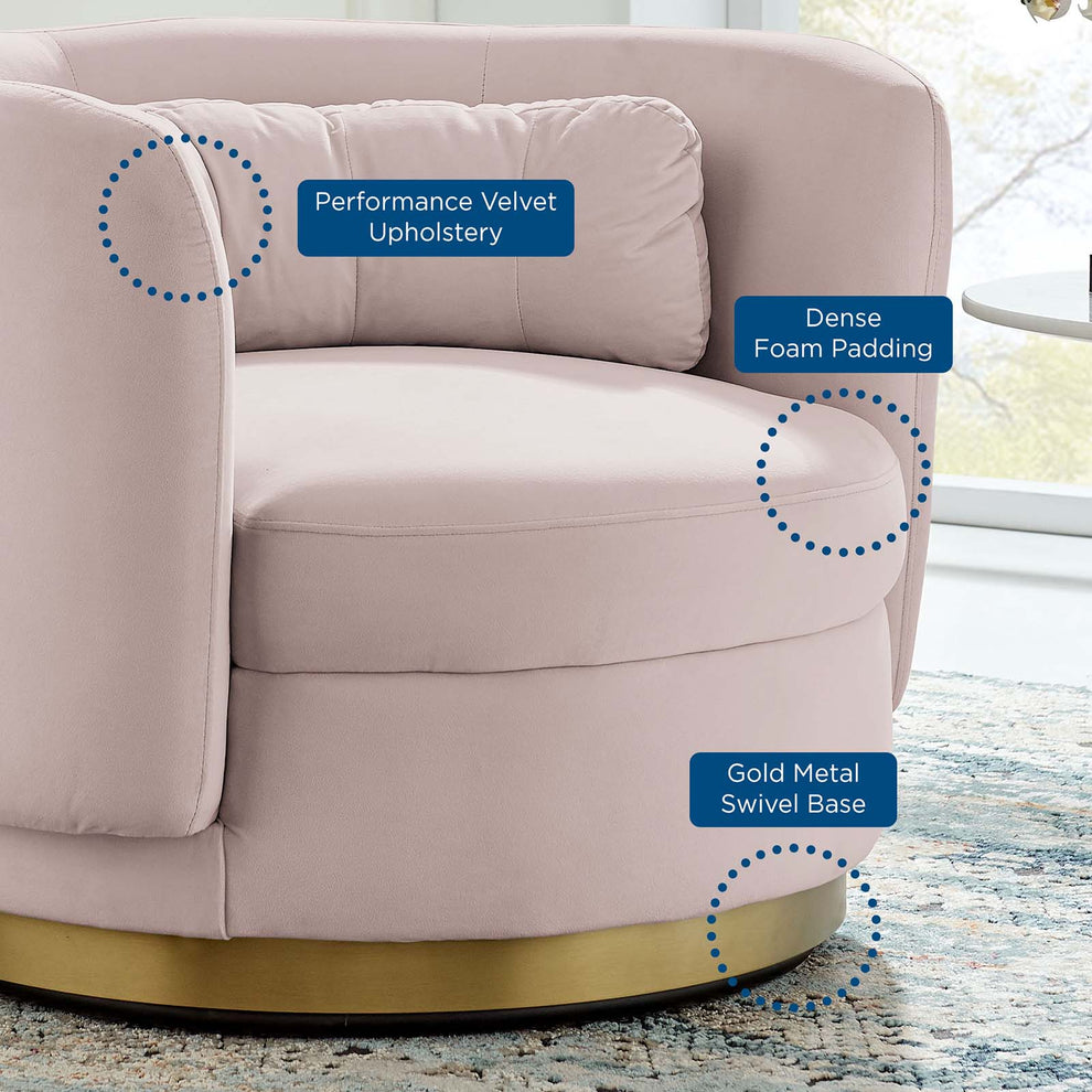 Relish Performance Velvet Performance Velvet Swivel Chair By Modway - EEI-4999 | Armchairs | Modishstore - 20