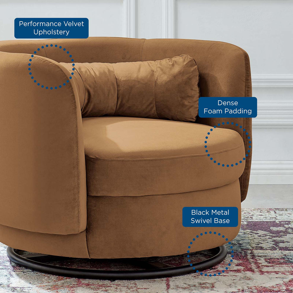 Relish Performance Velvet Performance Velvet Swivel Chair By Modway - EEI-5001 | Armchairs | Modishstore - 7