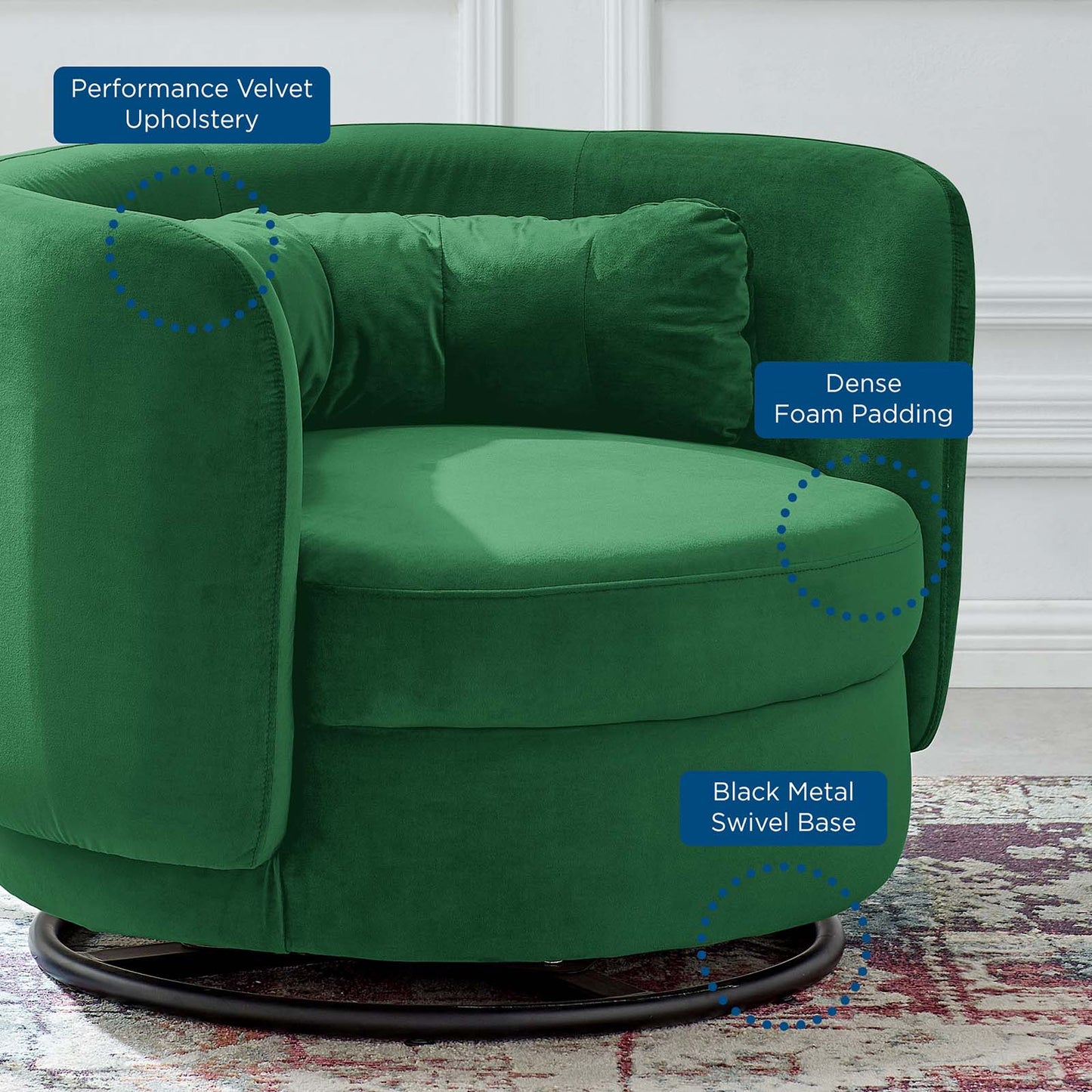 Relish Performance Velvet Performance Velvet Swivel Chair By Modway - EEI-5001 | Armchairs | Modishstore - 14