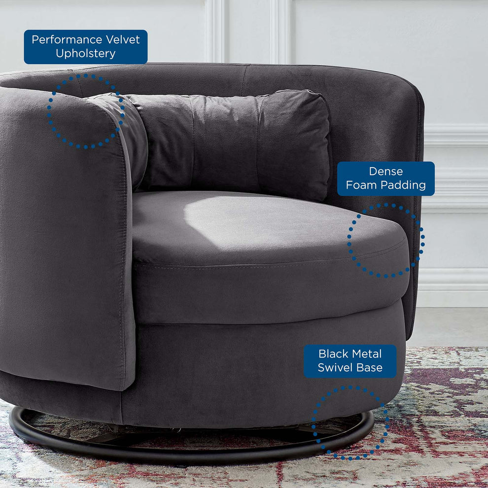 Relish Performance Velvet Performance Velvet Swivel Chair By Modway - EEI-5001 | Armchairs | Modishstore - 21