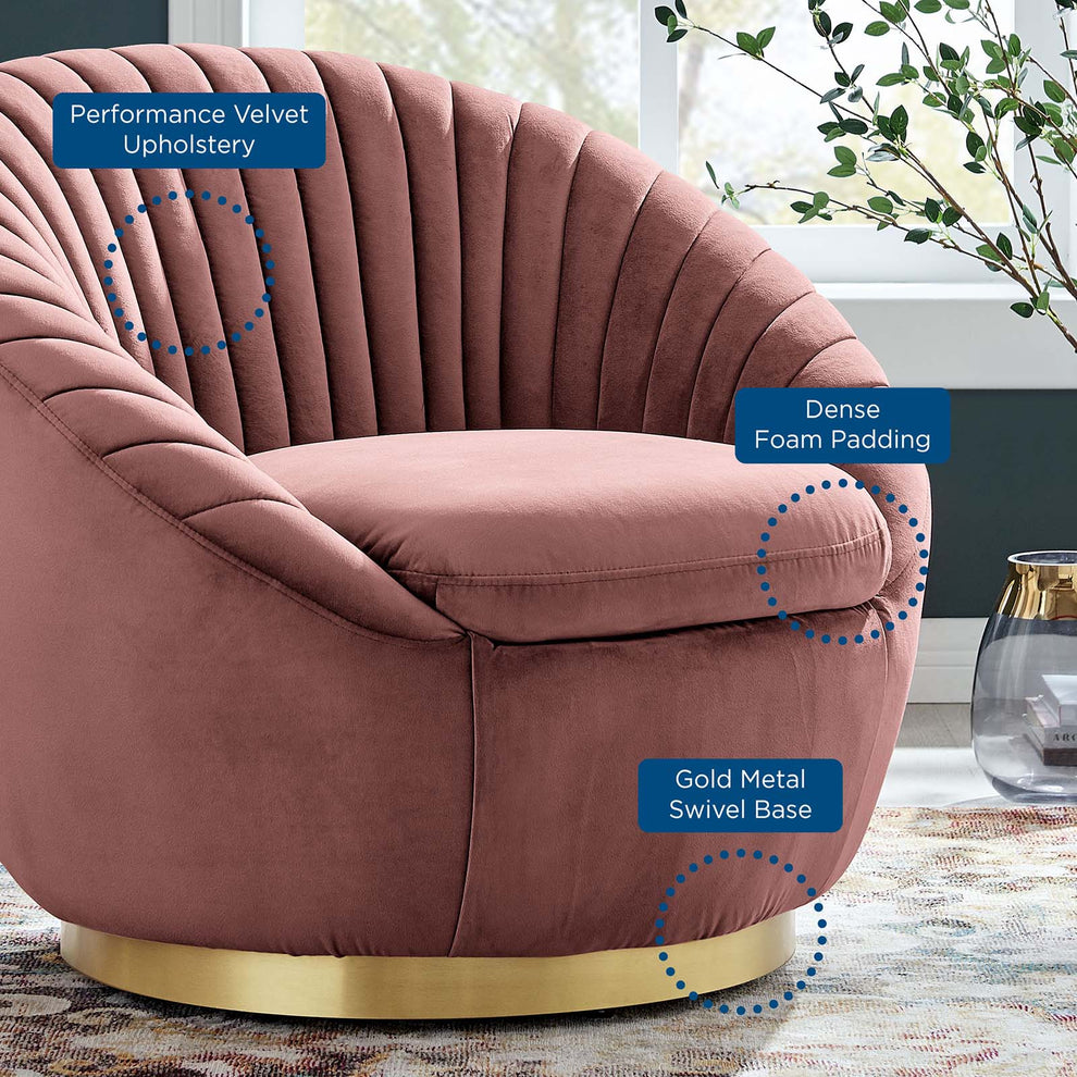 Whirr Tufted Performance Velvet Performance Velvet Swivel Chair By Modway - EEI-5002 | Armchairs | Modishstore - 7