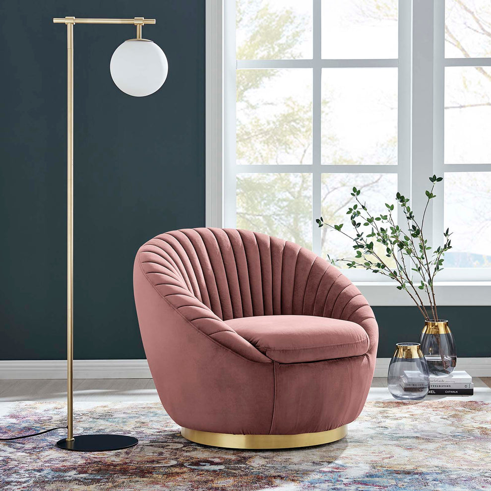 Whirr Tufted Performance Velvet Performance Velvet Swivel Chair By Modway - EEI-5002 | Armchairs | Modishstore - 1
