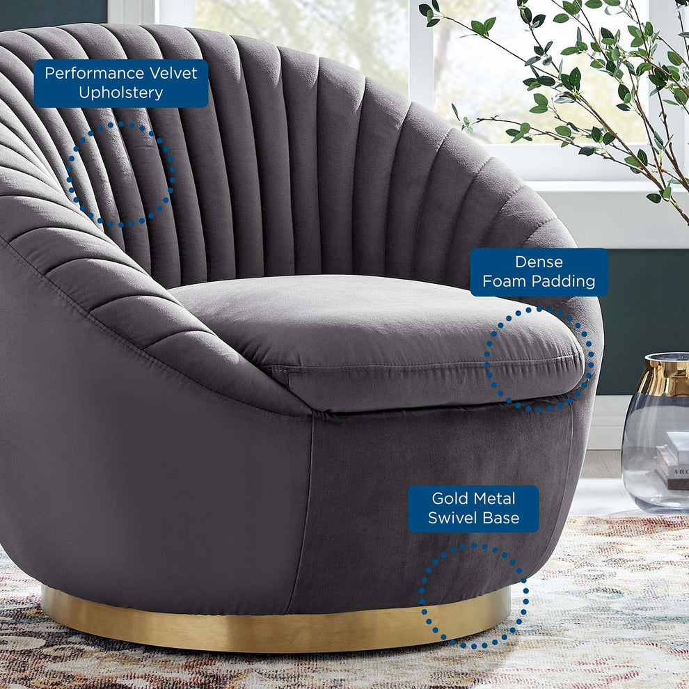 Whirr Tufted Performance Velvet Performance Velvet Swivel Chair By Modway - EEI-5002 | Armchairs | Modishstore - 13