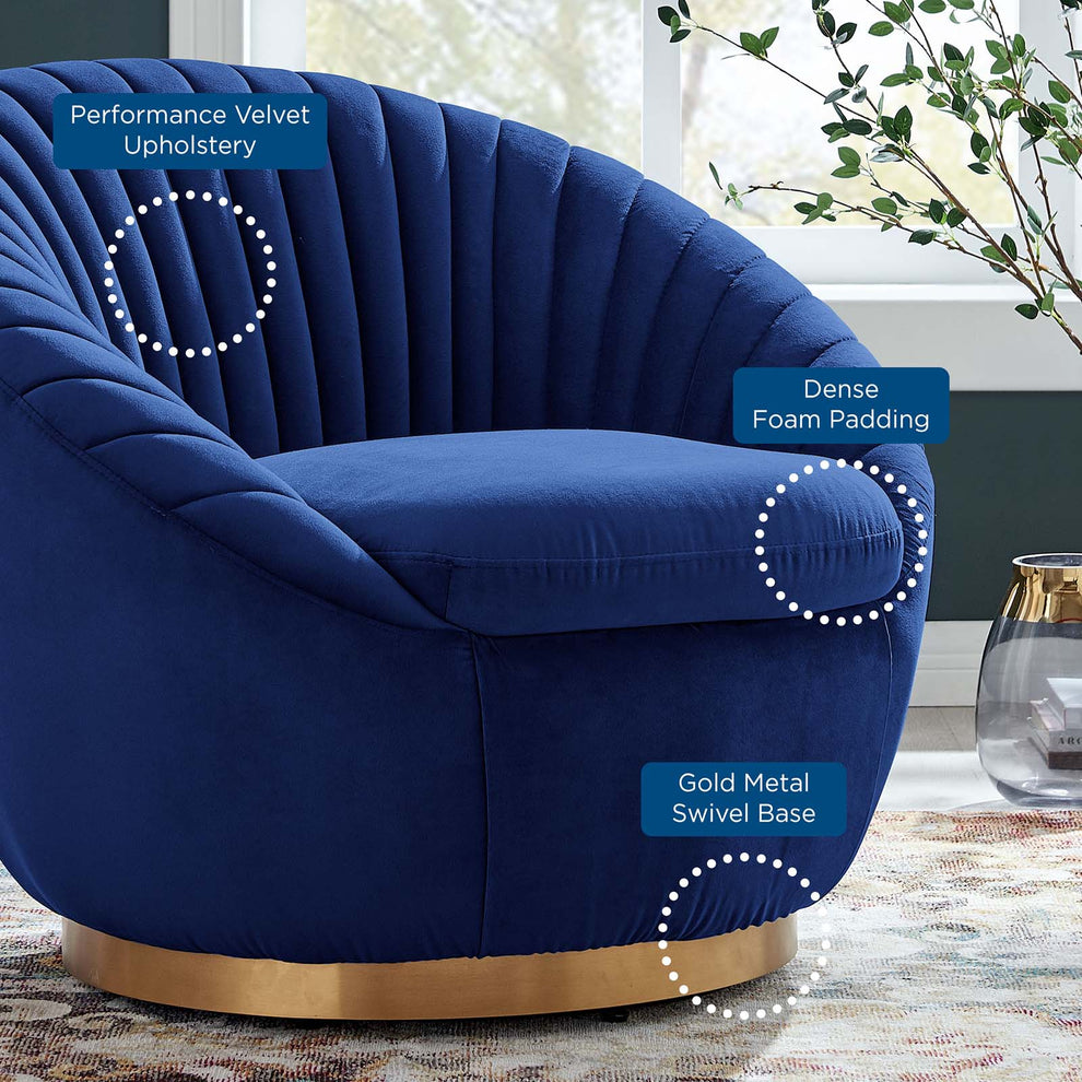 Whirr Tufted Performance Velvet Performance Velvet Swivel Chair By Modway - EEI-5002 | Armchairs | Modishstore - 20