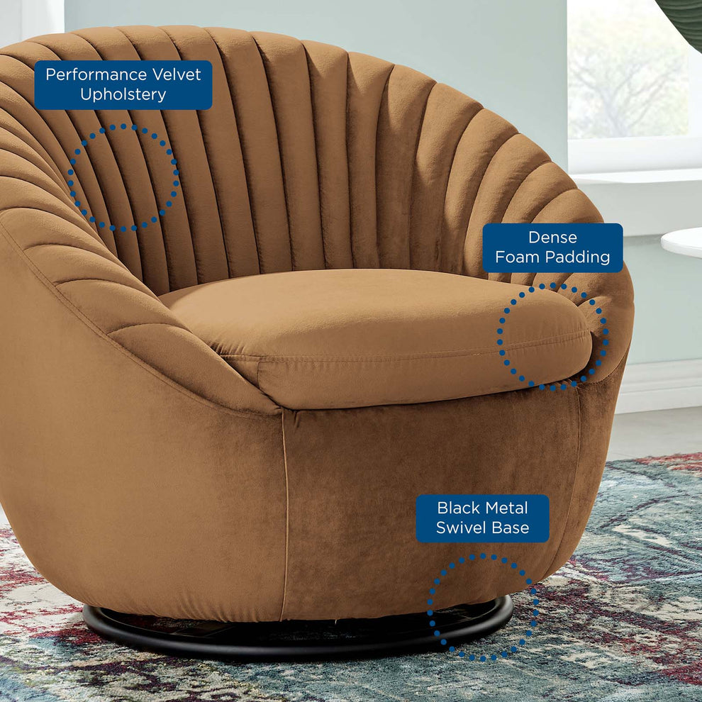 Whirr Tufted Performance Velvet Performance Velvet Swivel Chair By Modway - EEI-5004 | Armchairs | Modishstore - 7
