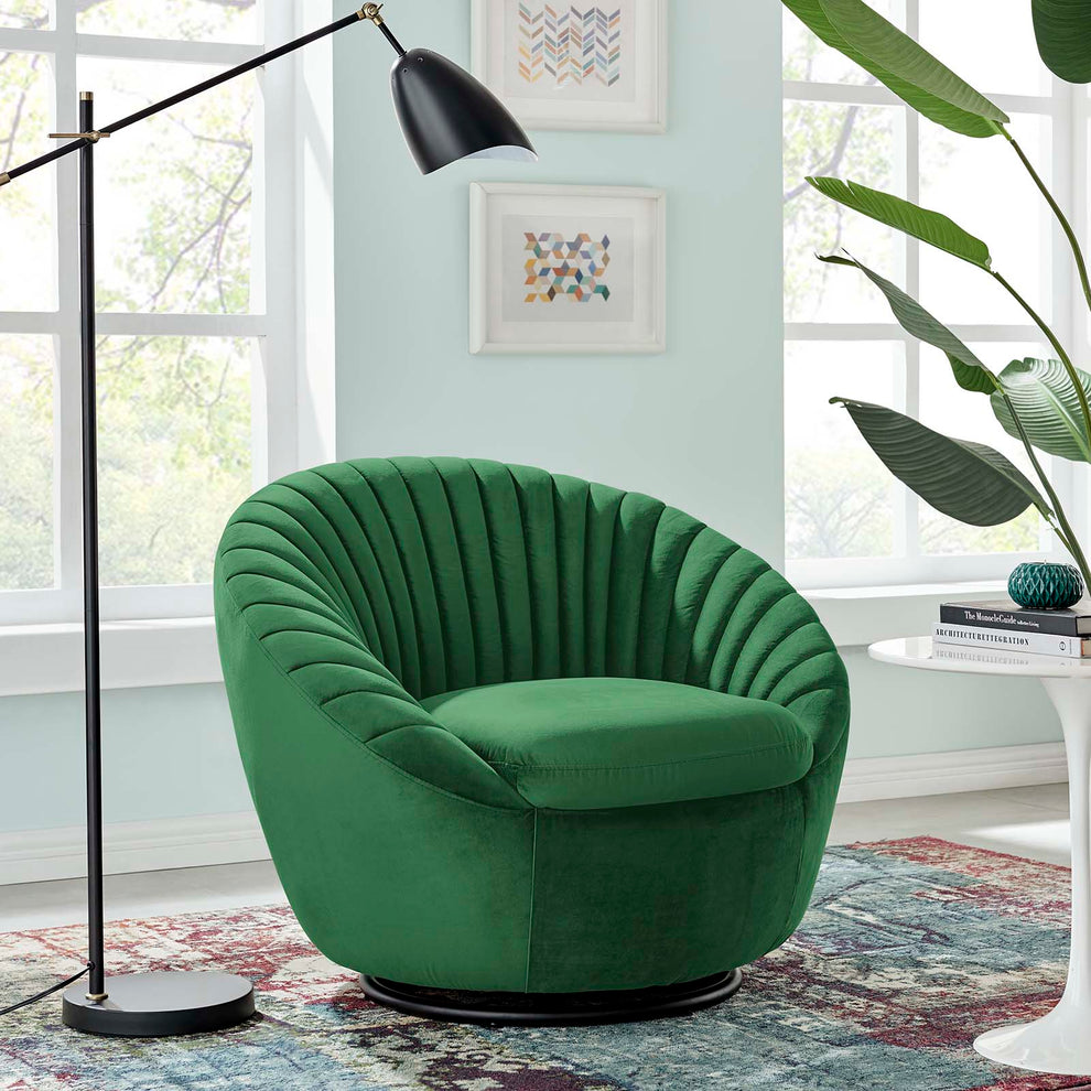 Whirr Tufted Performance Velvet Performance Velvet Swivel Chair By Modway - EEI-5004 | Armchairs | Modishstore - 14