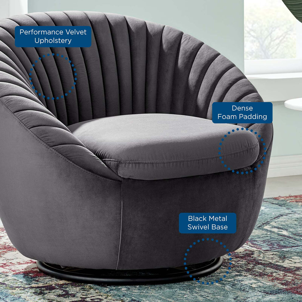 Whirr Tufted Performance Velvet Performance Velvet Swivel Chair By Modway - EEI-5004 | Armchairs | Modishstore - 20