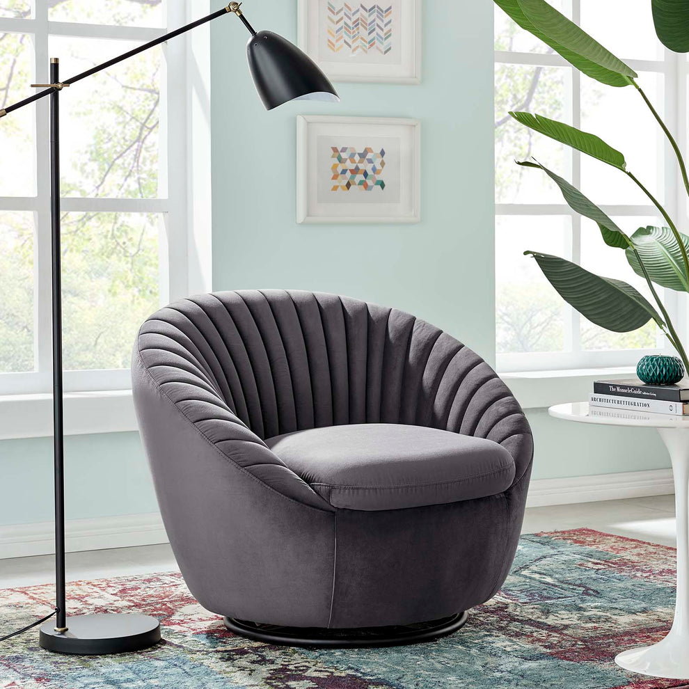 Whirr Tufted Performance Velvet Performance Velvet Swivel Chair By Modway - EEI-5004 | Armchairs | Modishstore - 21