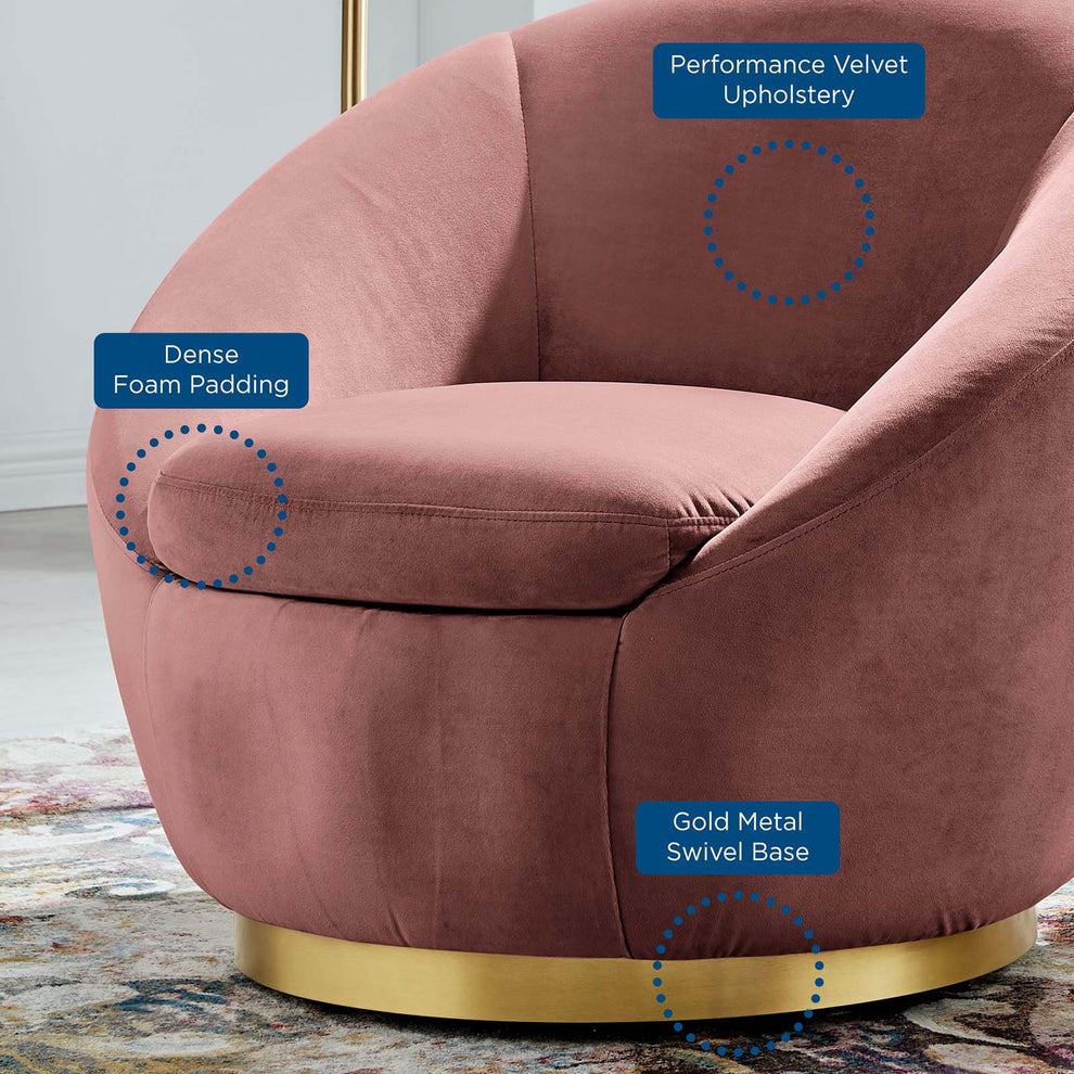 Buttercup Performance Velvet Performance Velvet Swivel Chair By Modway - EEI-5005 | Armchairs | Modishstore - 7
