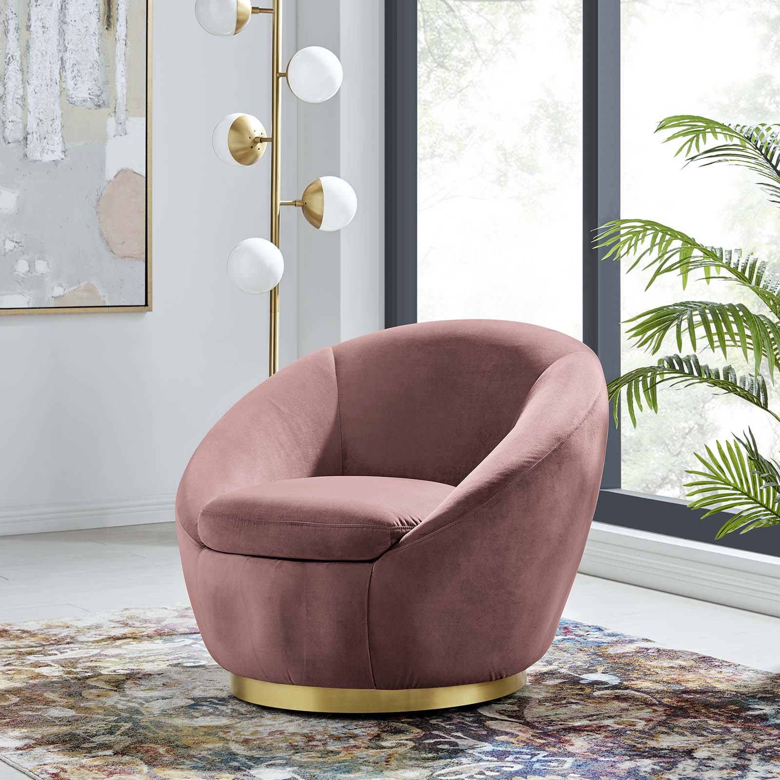 Buttercup Performance Velvet Performance Velvet Swivel Chair By Modway - EEI-5005 | Armchairs | Modishstore - 1
