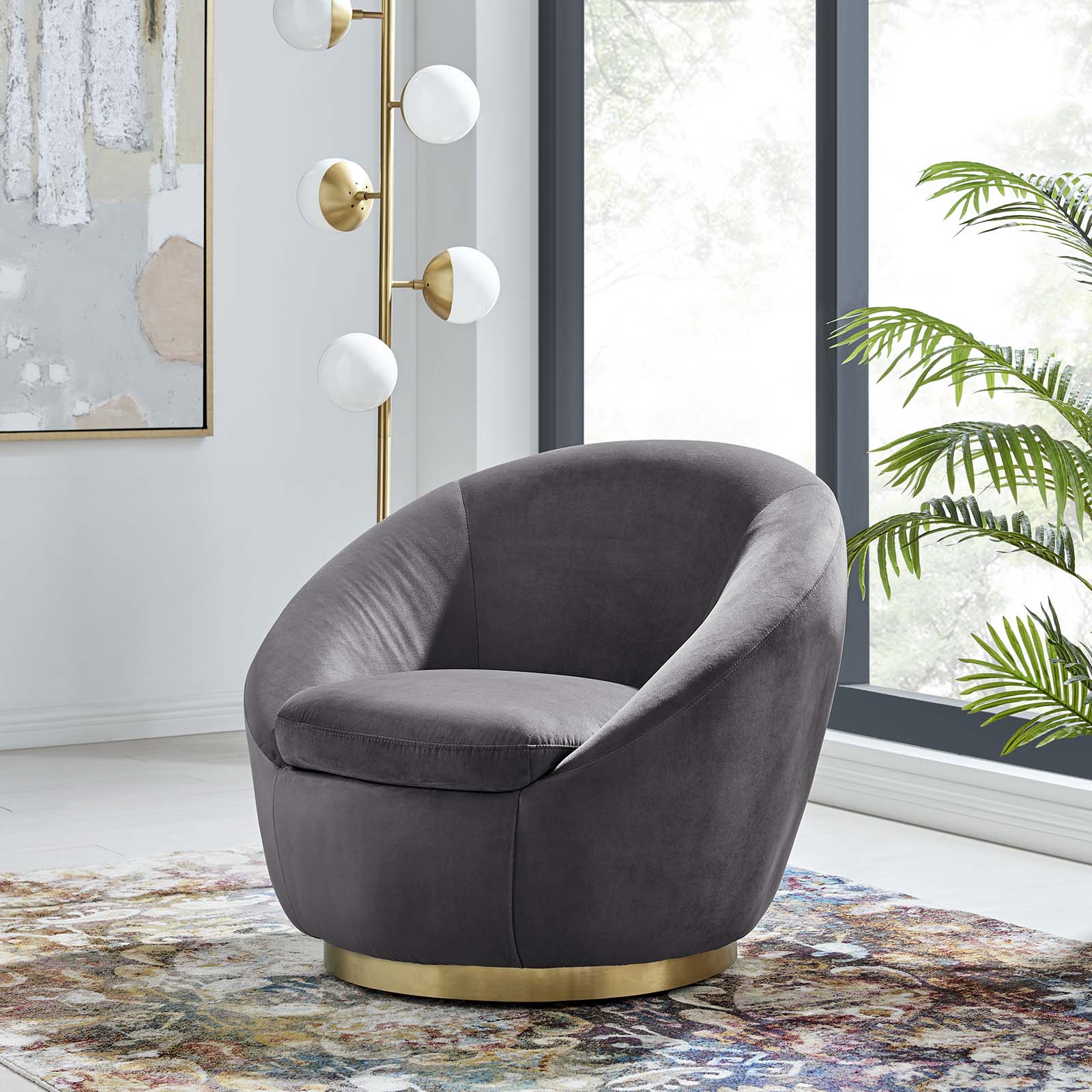 Buttercup Performance Velvet Performance Velvet Swivel Chair By Modway - EEI-5005 | Armchairs | Modishstore - 14