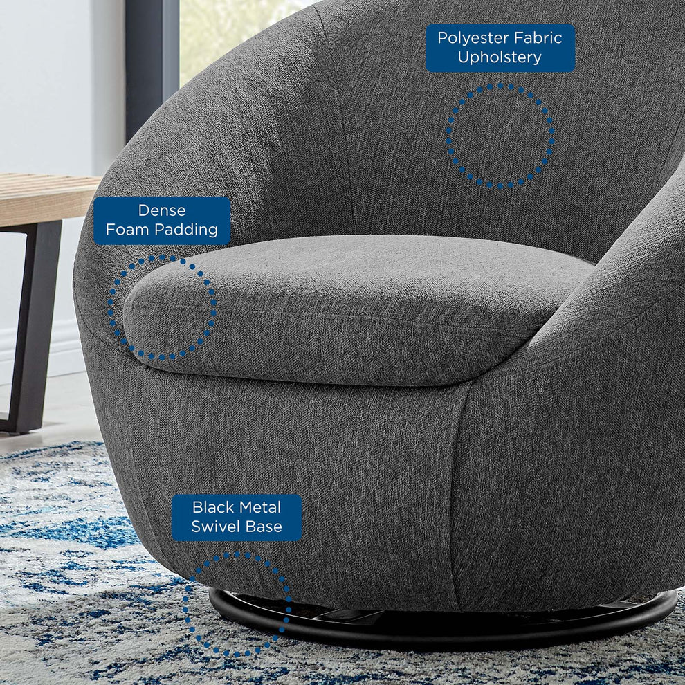 Buttercup Fabric Upholstered Upholstered Fabric Swivel Chair By Modway - EEI-5006 | Armchairs | Modishstore - 7