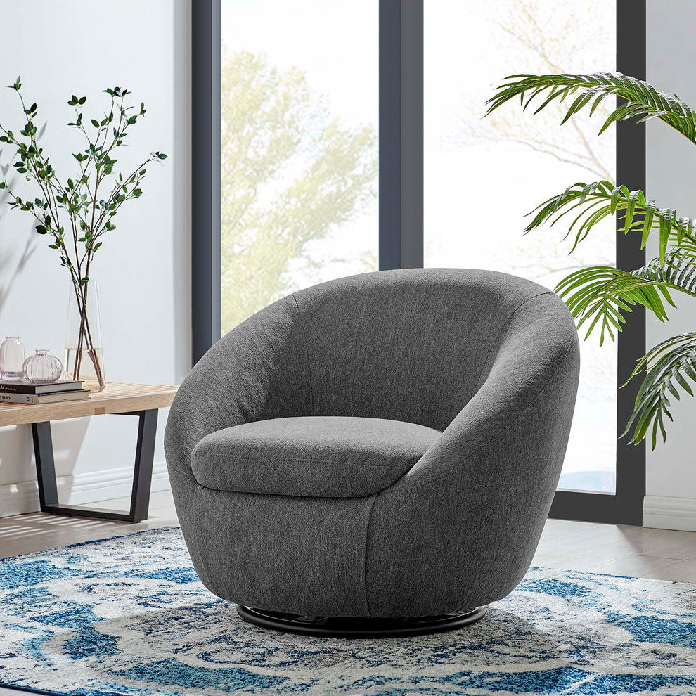 Buttercup Fabric Upholstered Upholstered Fabric Swivel Chair By Modway - EEI-5006 | Armchairs | Modishstore - 1