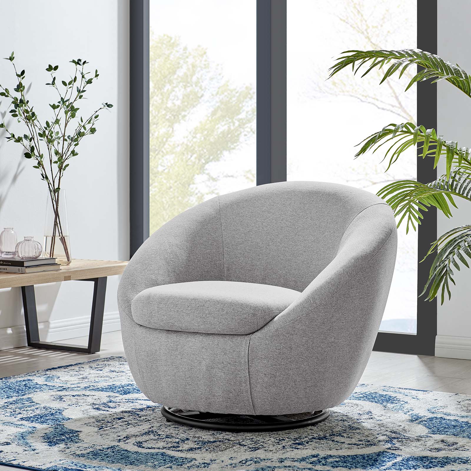 Buttercup Fabric Upholstered Upholstered Fabric Swivel Chair By Modway - EEI-5006 | Armchairs | Modishstore - 14