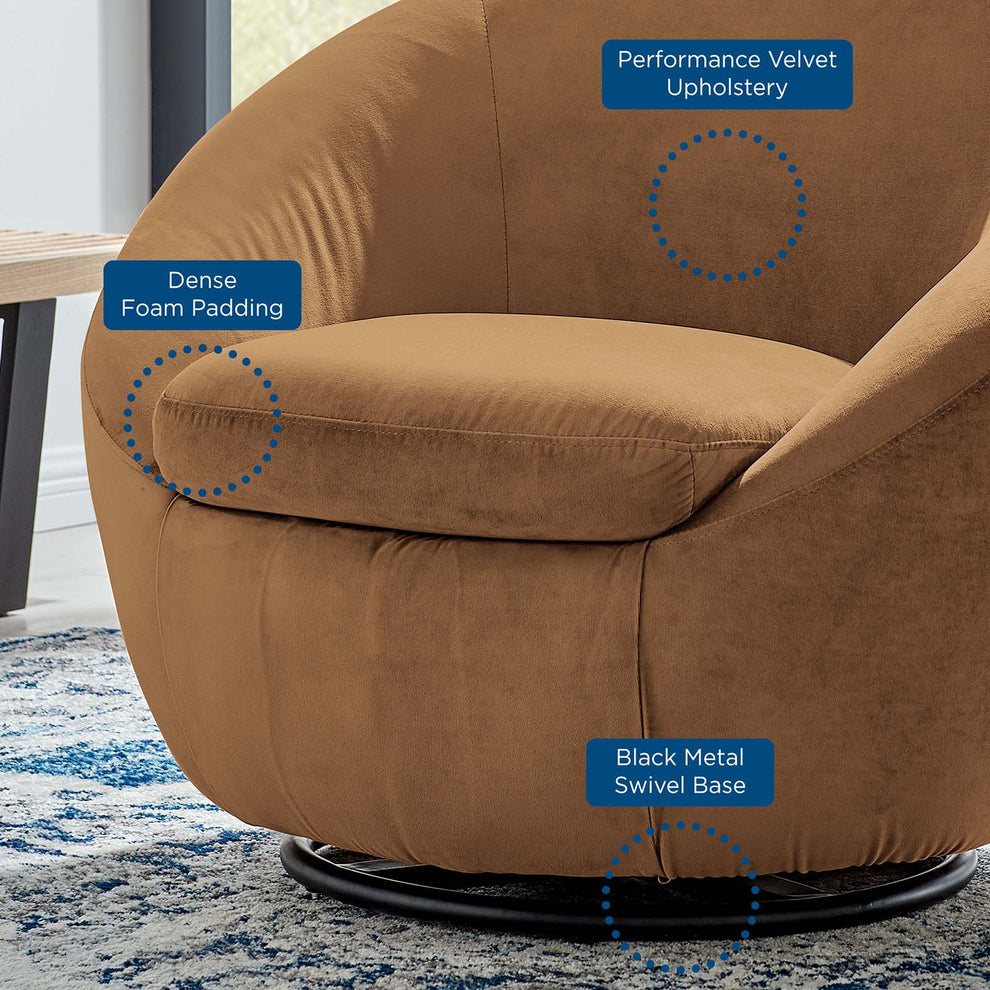 Buttercup Performance Velvet Performance Velvet Swivel Chair By Modway - EEI-5007 | Armchairs | Modishstore - 7