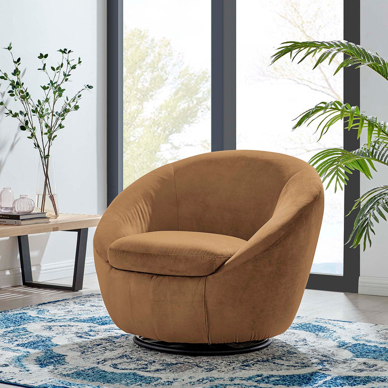 Buttercup Performance Velvet Performance Velvet Swivel Chair By Modway - EEI-5007 | Armchairs | Modishstore - 1
