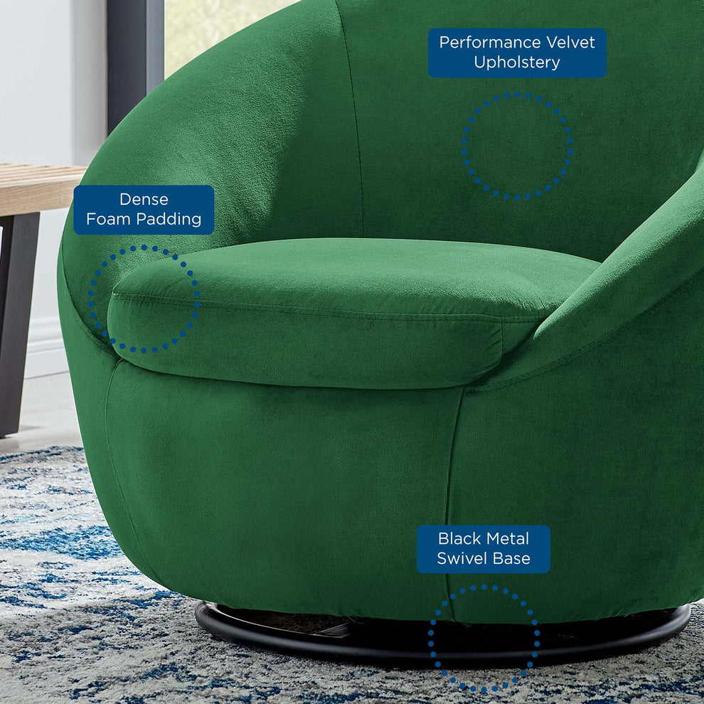 Buttercup Performance Velvet Performance Velvet Swivel Chair By Modway - EEI-5007 | Armchairs | Modishstore - 13