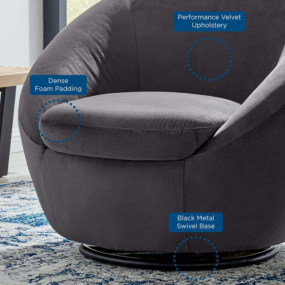 Buttercup Performance Velvet Performance Velvet Swivel Chair By Modway - EEI-5007 | Armchairs | Modishstore - 20
