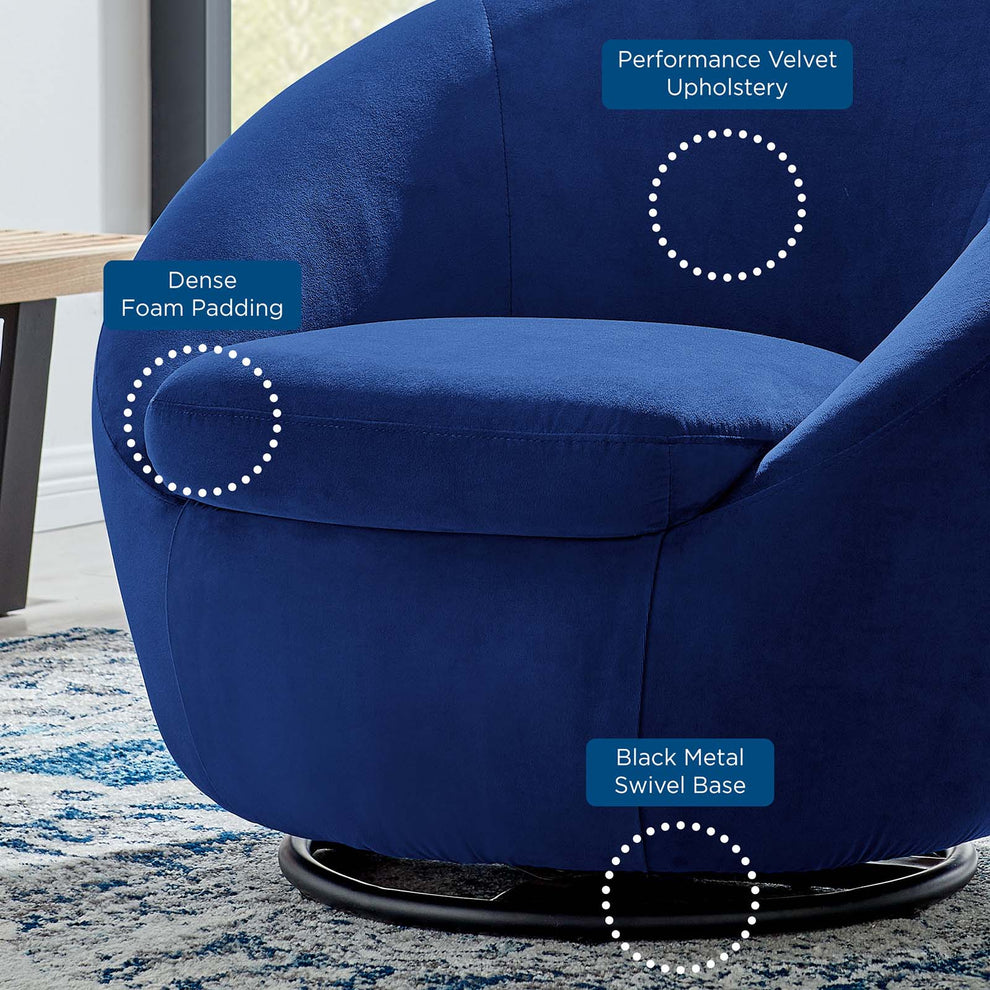 Buttercup Performance Velvet Performance Velvet Swivel Chair By Modway - EEI-5007 | Armchairs | Modishstore - 27