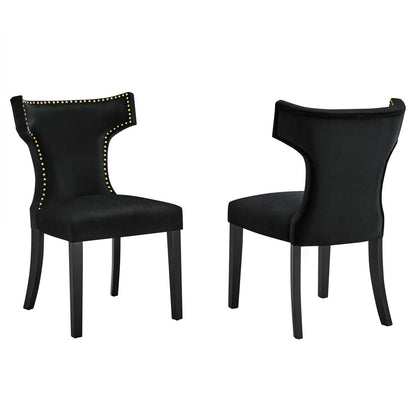 Curve Performance Velvet Dining Chairs - Set of 2 By Modway | Dining Chairs | Modishstore-2