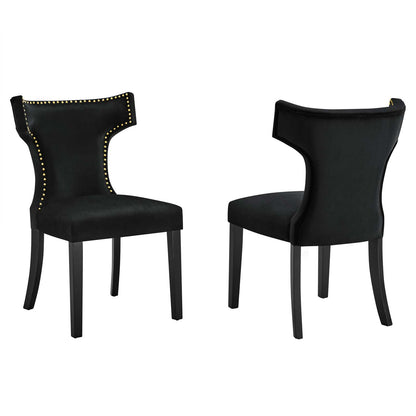 Curve Performance Velvet Dining Chairs - Set of 2 By Modway - EEI-5008 | Dining Chairs | Modishstore - 2