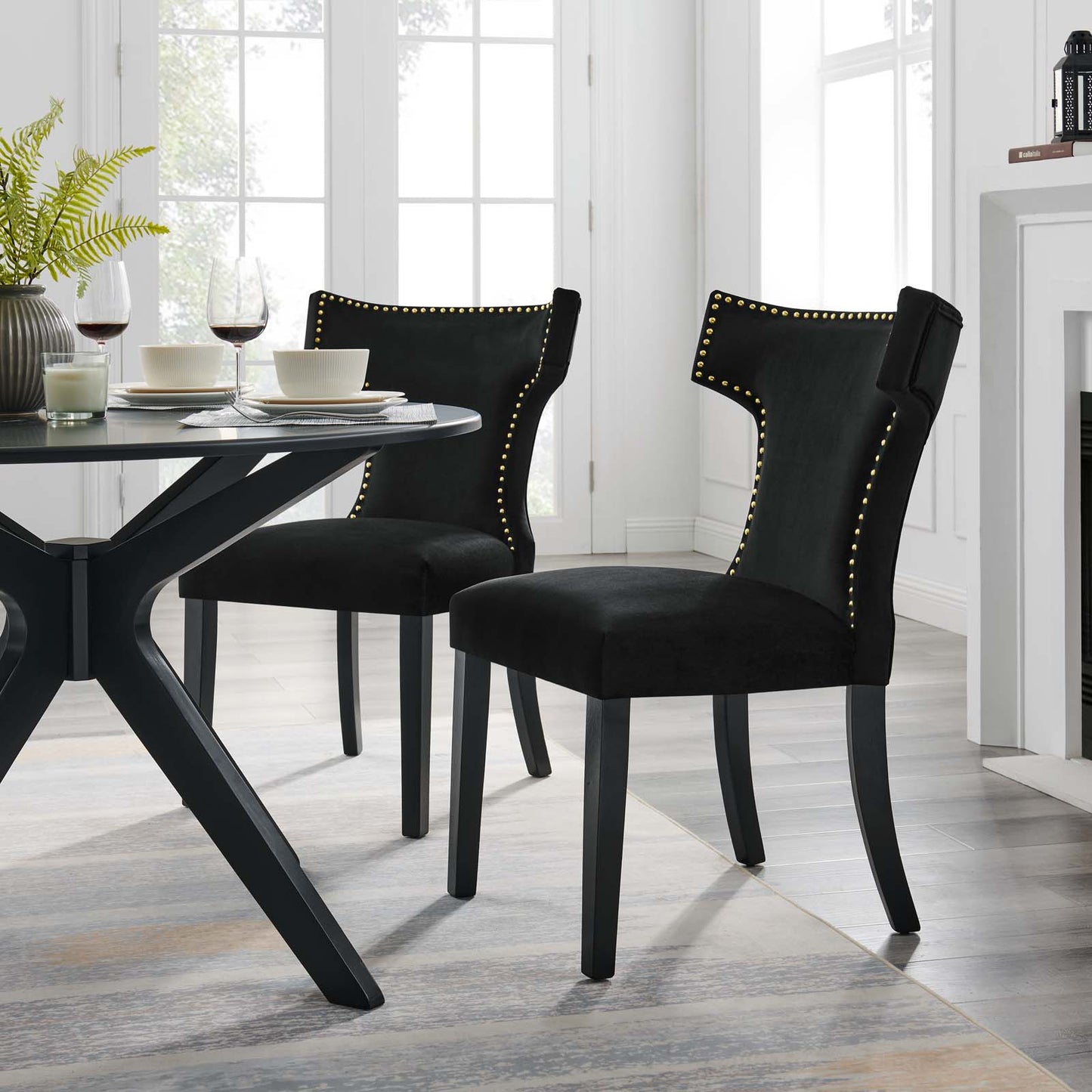 Curve Performance Velvet Dining Chairs - Set of 2 By Modway - EEI-5008 | Dining Chairs | Modishstore - 1