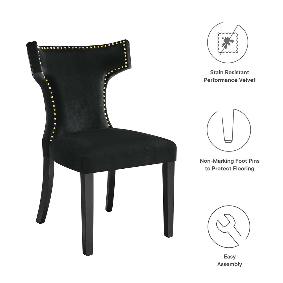 Curve Performance Velvet Dining Chairs - Set of 2 By Modway - EEI-5008 | Dining Chairs | Modishstore - 7