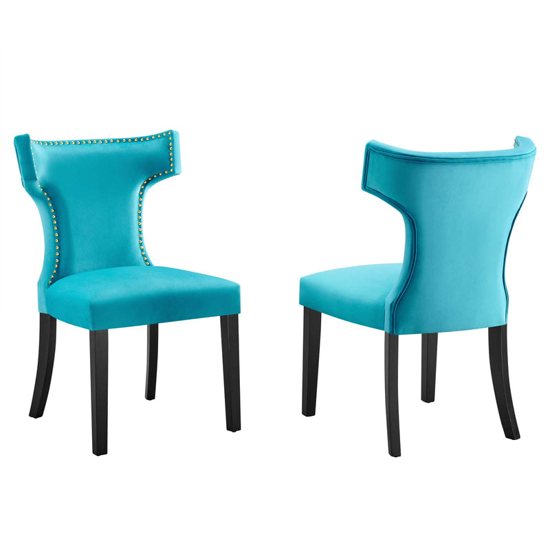 Curve Performance Velvet Dining Chairs - Set of 2 By Modway | Dining Chairs | Modishstore-13