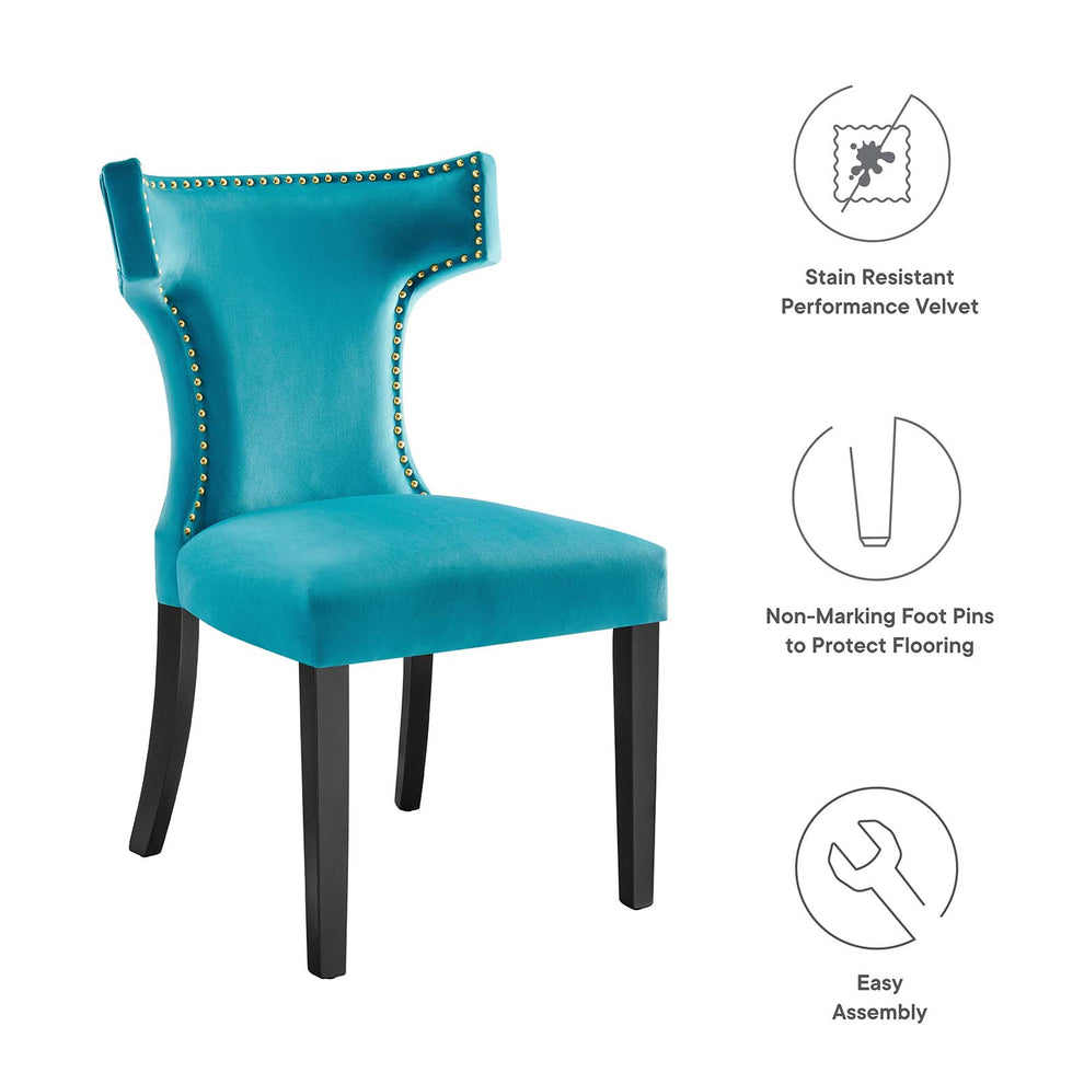 Curve Performance Velvet Dining Chairs - Set of 2 By Modway - EEI-5008 | Dining Chairs | Modishstore - 61