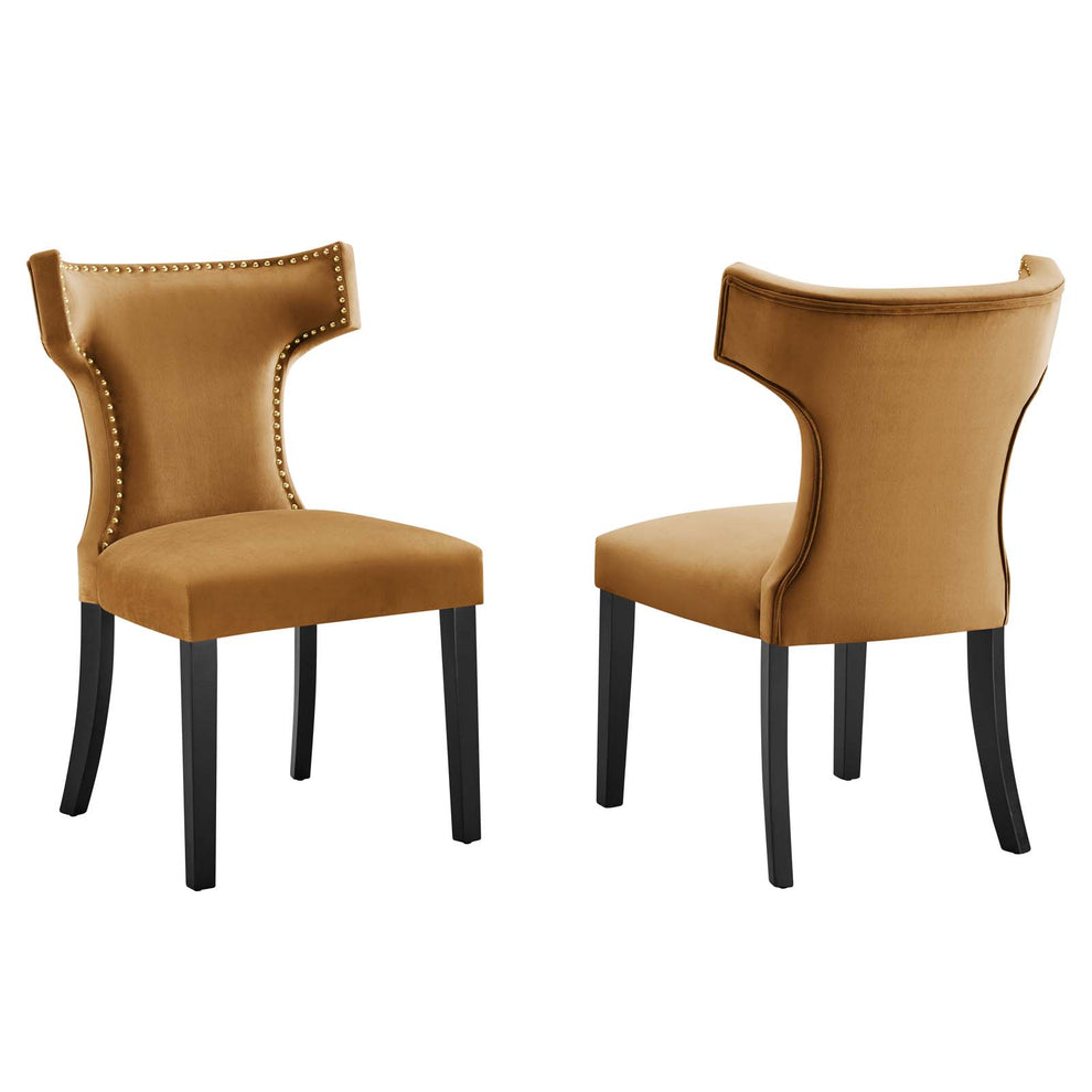 Curve Performance Velvet Dining Chairs - Set of 2 By Modway - EEI-5008 | Dining Chairs | Modishstore - 19