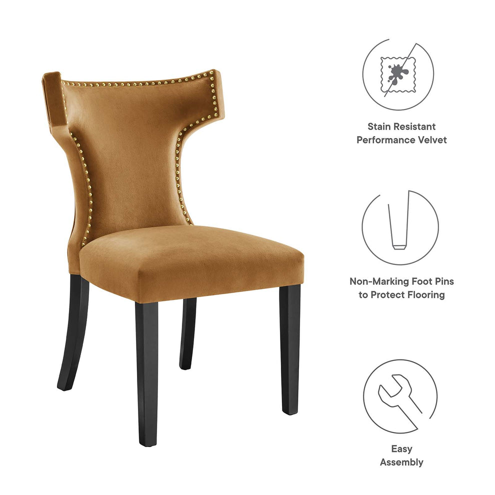 Curve Performance Velvet Dining Chairs - Set of 2 By Modway - EEI-5008 | Dining Chairs | Modishstore - 62
