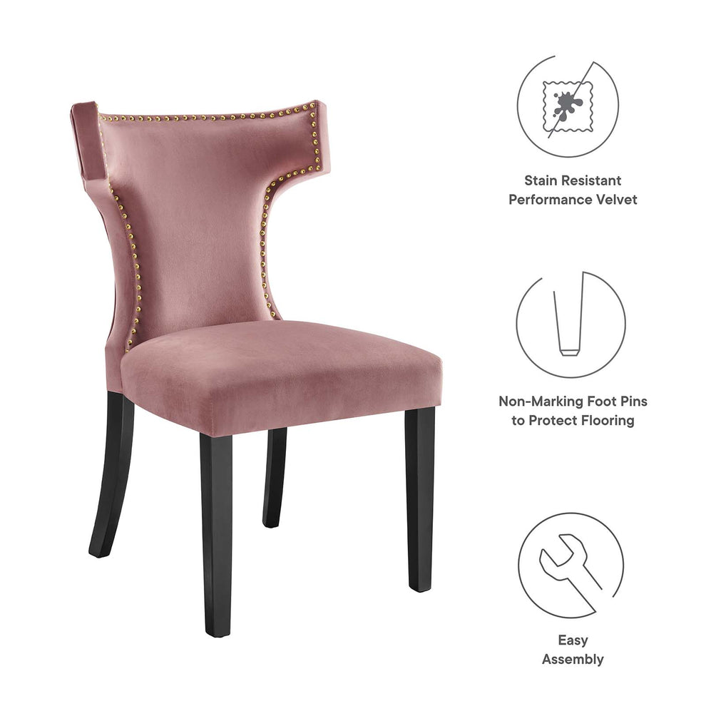 Curve Performance Velvet Dining Chairs - Set of 2 By Modway - EEI-5008 | Dining Chairs | Modishstore - 63