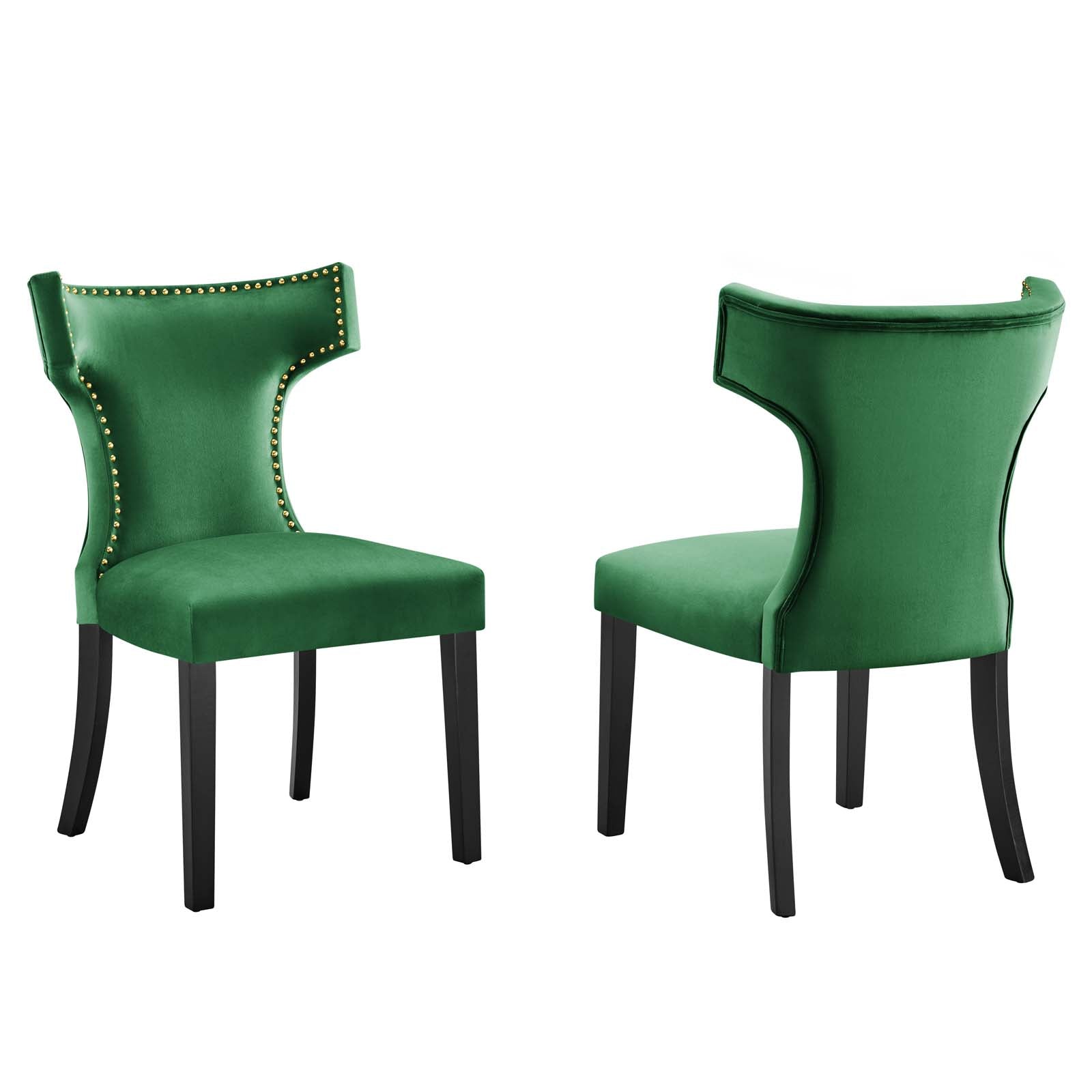Curve Performance Velvet Dining Chairs - Set of 2 By Modway - EEI-5008 | Dining Chairs | Modishstore - 15
