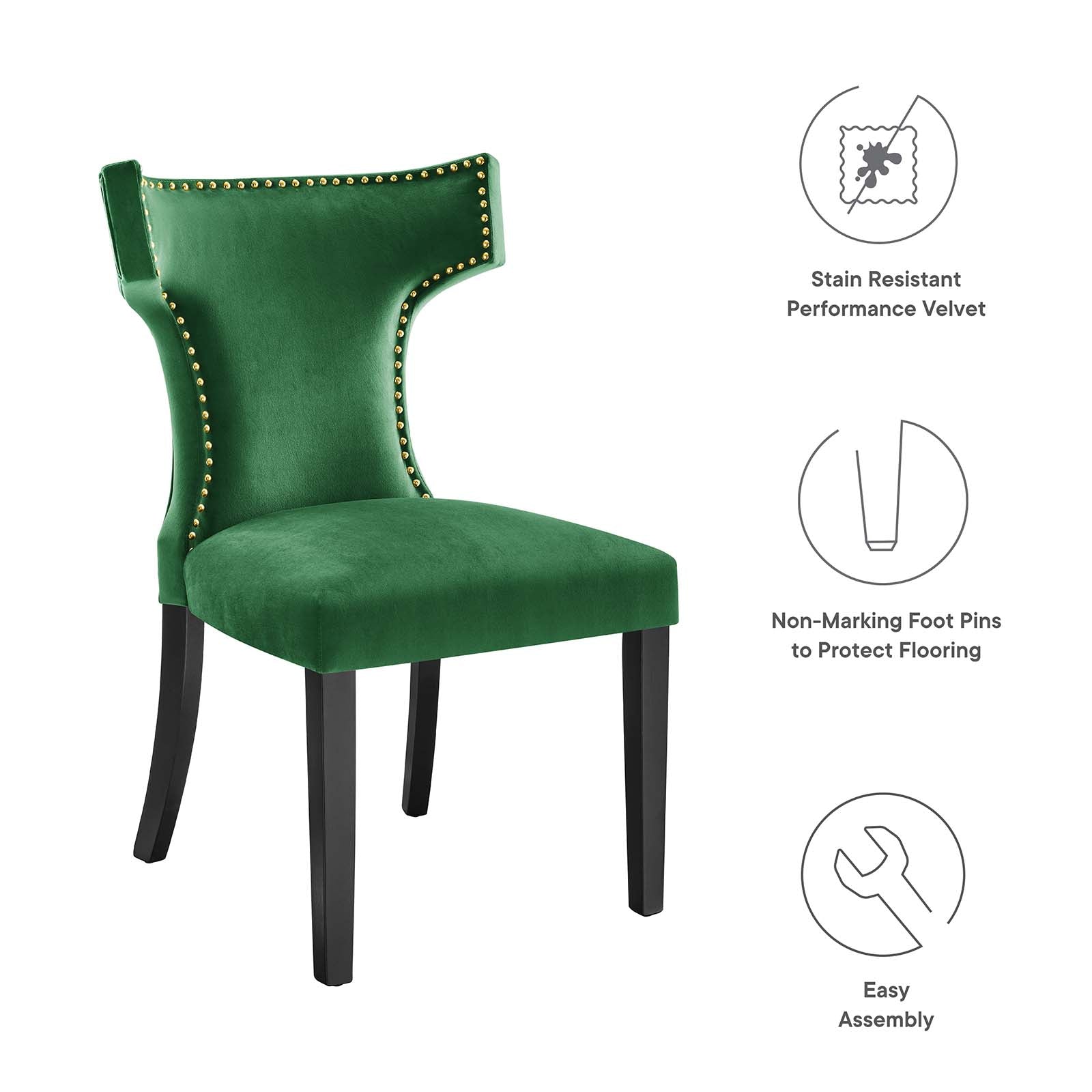 Curve Performance Velvet Dining Chairs - Set of 2 By Modway - EEI-5008 | Dining Chairs | Modishstore - 64