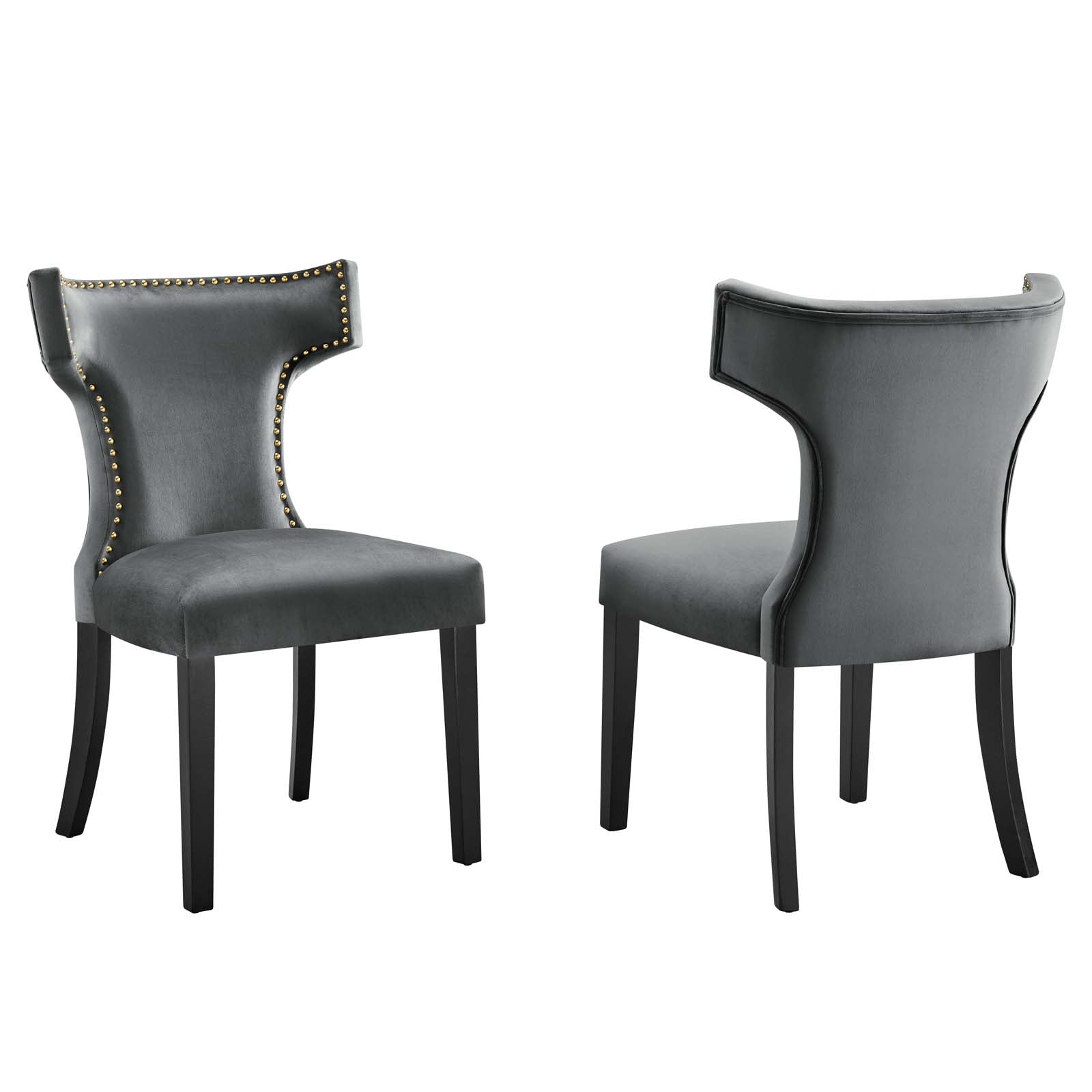 Curve Performance Velvet Dining Chairs - Set of 2 By Modway - EEI-5008 | Dining Chairs | Modishstore - 17
