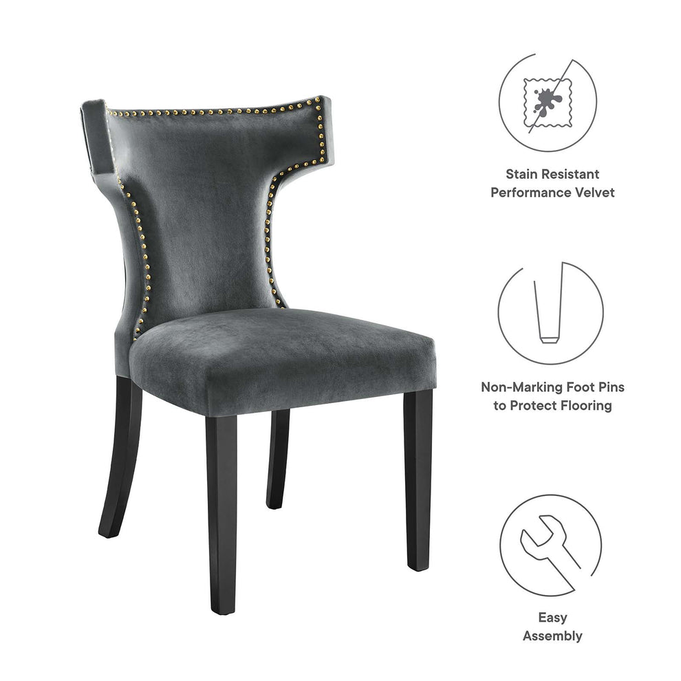 Curve Performance Velvet Dining Chairs - Set of 2 By Modway - EEI-5008 | Dining Chairs | Modishstore - 65