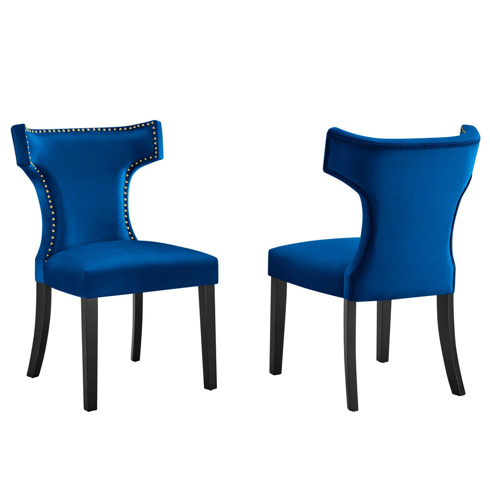 Curve Performance Velvet Dining Chairs - Set of 2 By Modway - EEI-5008 | Dining Chairs | Modishstore - 18