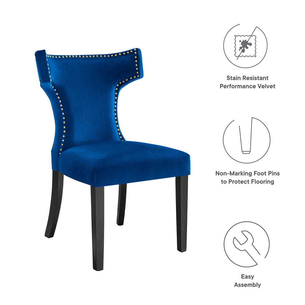 Curve Performance Velvet Dining Chairs - Set of 2 By Modway - EEI-5008 | Dining Chairs | Modishstore - 67