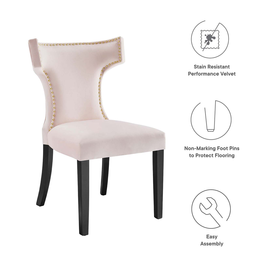 Curve Performance Velvet Dining Chairs - Set of 2 By Modway - EEI-5008 | Dining Chairs | Modishstore - 68