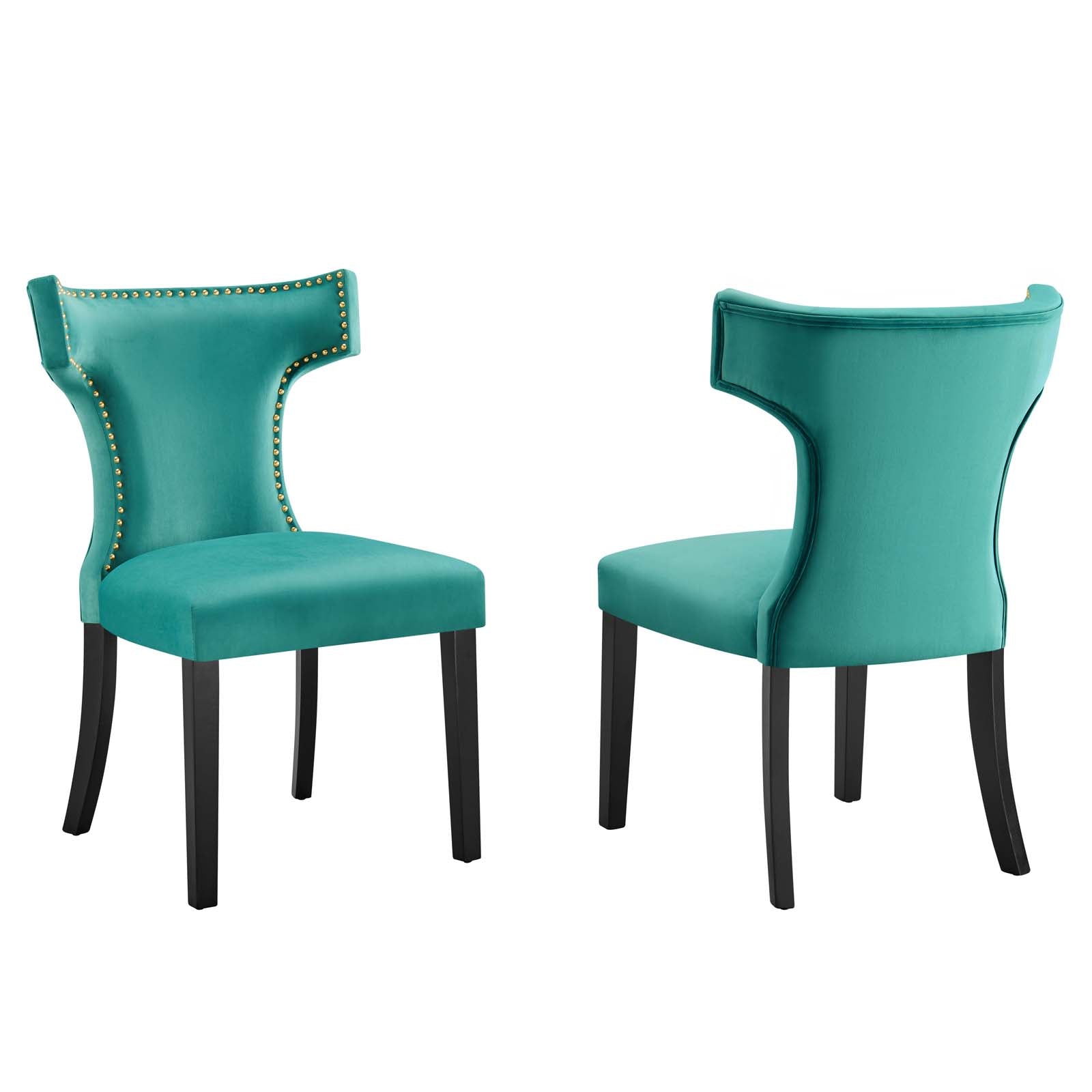 Curve Performance Velvet Dining Chairs - Set of 2 By Modway - EEI-5008 | Dining Chairs | Modishstore - 16