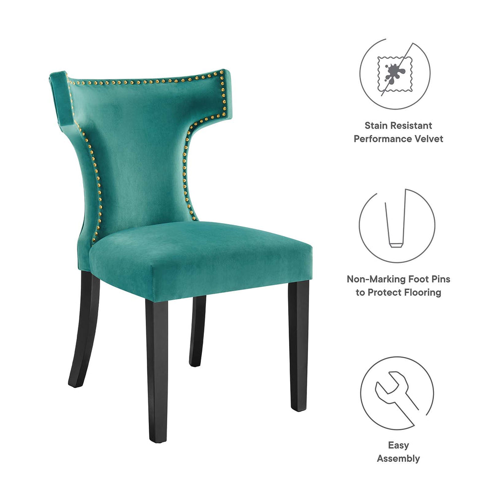 Curve Performance Velvet Dining Chairs - Set of 2 By Modway - EEI-5008 | Dining Chairs | Modishstore - 69
