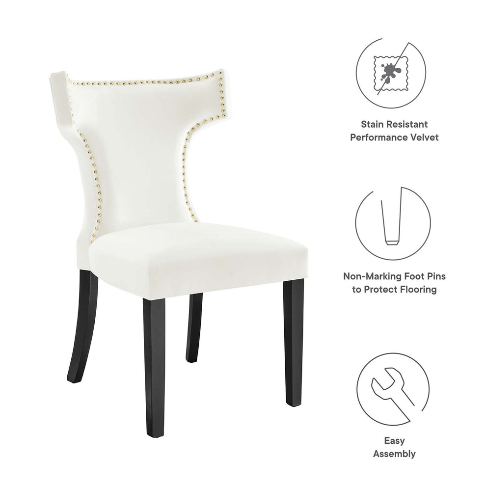 Curve Performance Velvet Dining Chairs - Set of 2 By Modway - EEI-5008 | Dining Chairs | Modishstore - 70