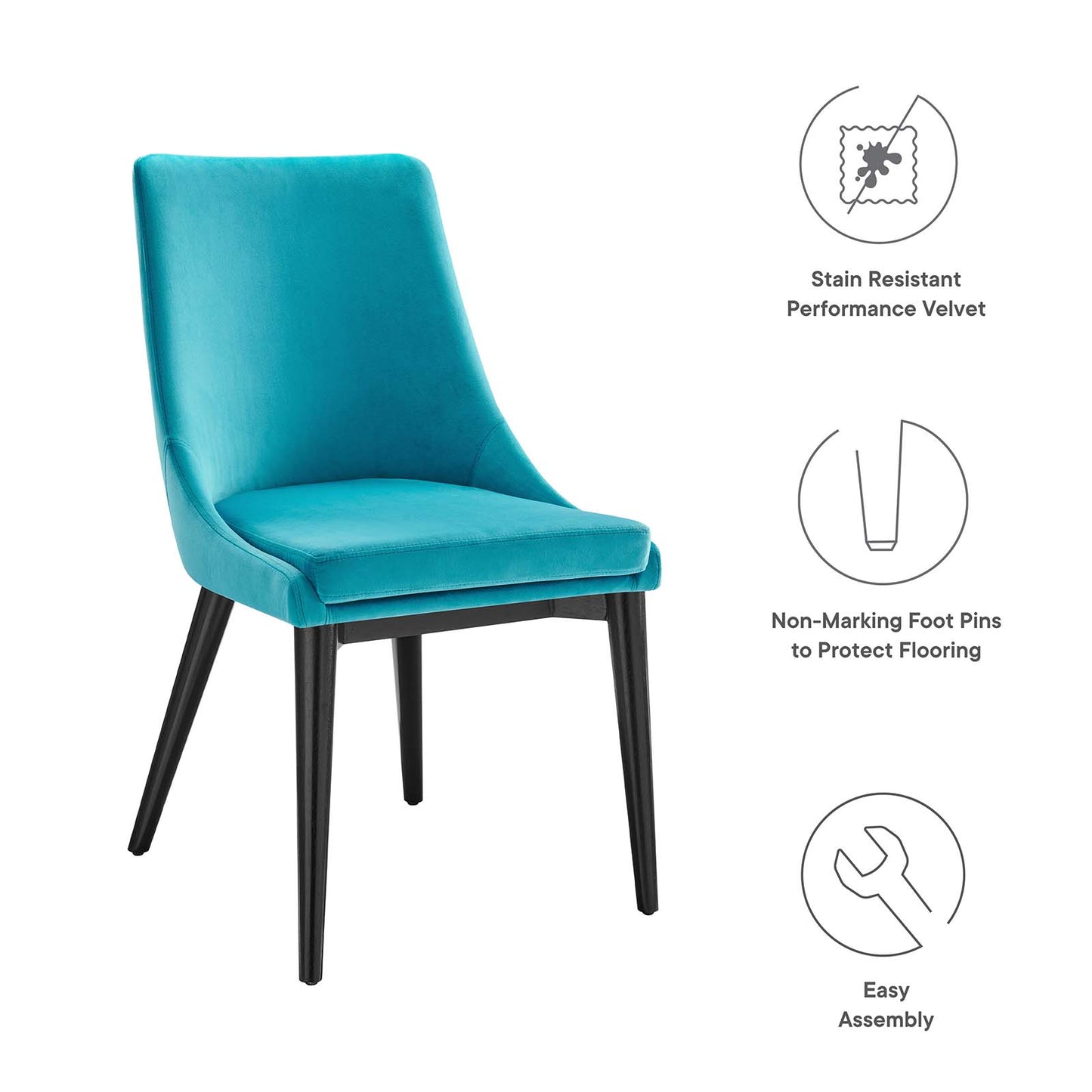 Viscount Performance Velvet Dining Chair By Modway - EEI-5009 | Dining Chairs | Modishstore - 68