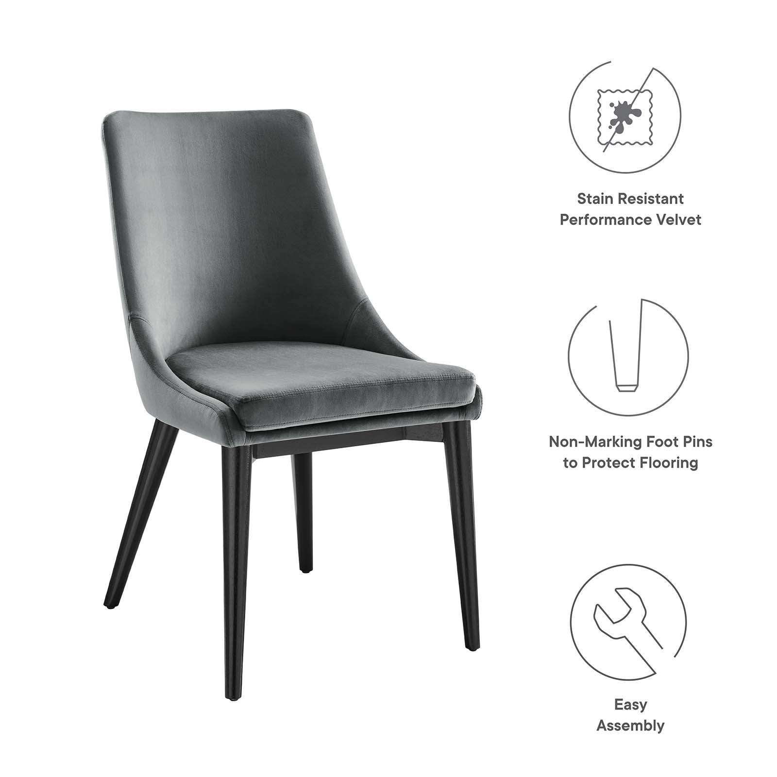 Viscount Performance Velvet Dining Chair By Modway | Dining Chairs | Modishstore-72