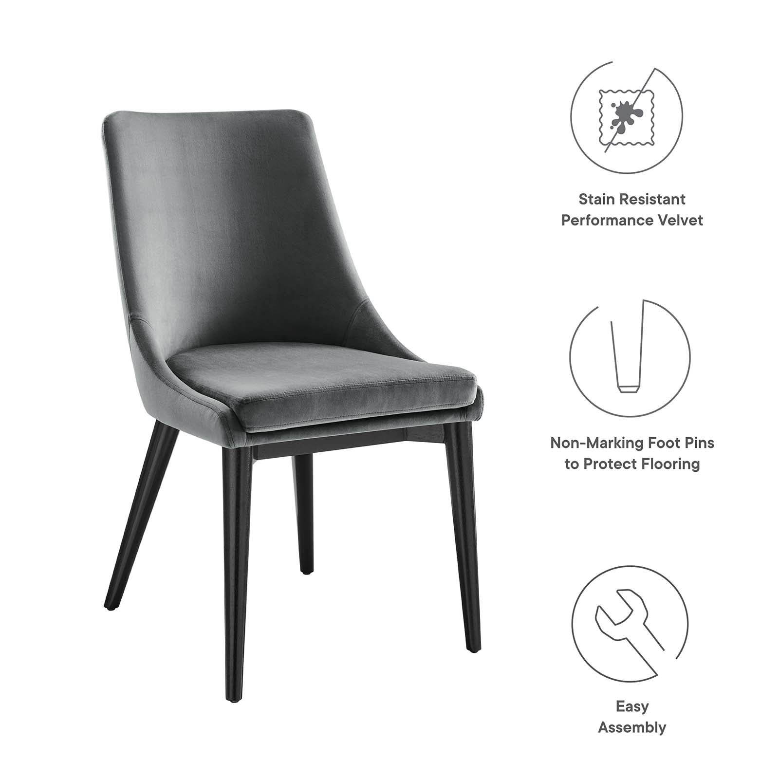 Viscount Performance Velvet Dining Chair By Modway - EEI-5009 | Dining Chairs | Modishstore - 72