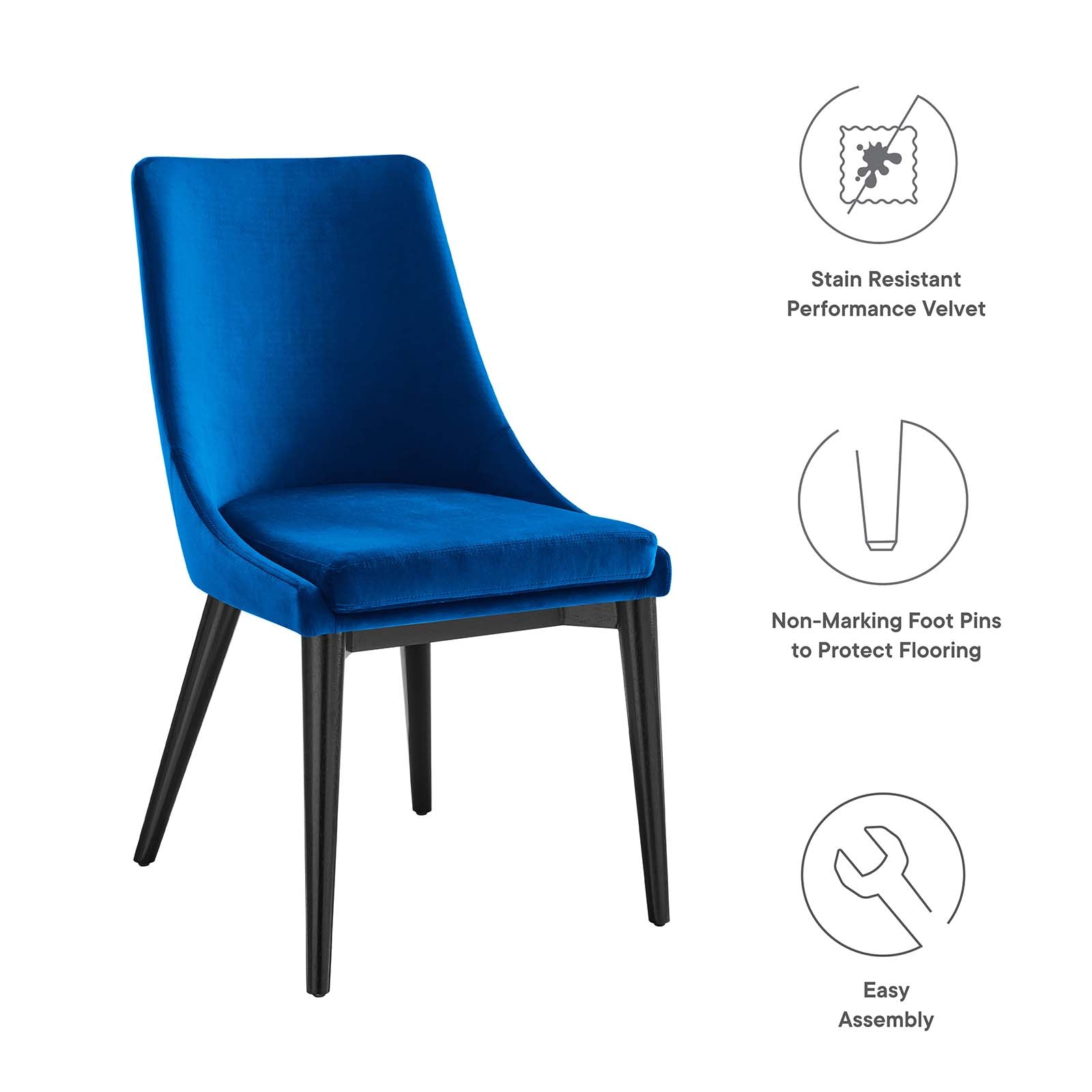 Viscount Performance Velvet Dining Chair By Modway - EEI-5009 | Dining Chairs | Modishstore - 74