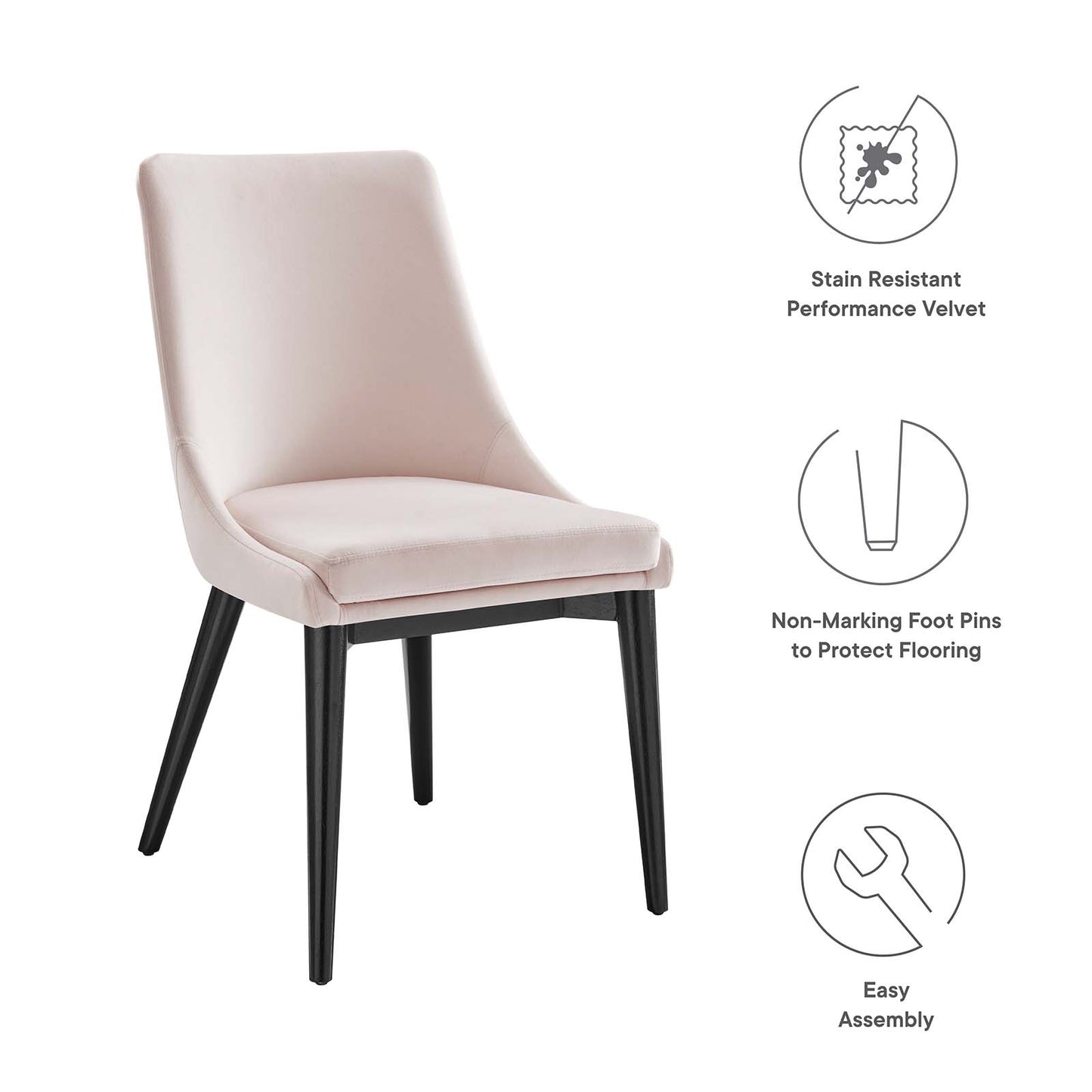 Viscount Performance Velvet Dining Chair By Modway - EEI-5009 | Dining Chairs | Modishstore - 75