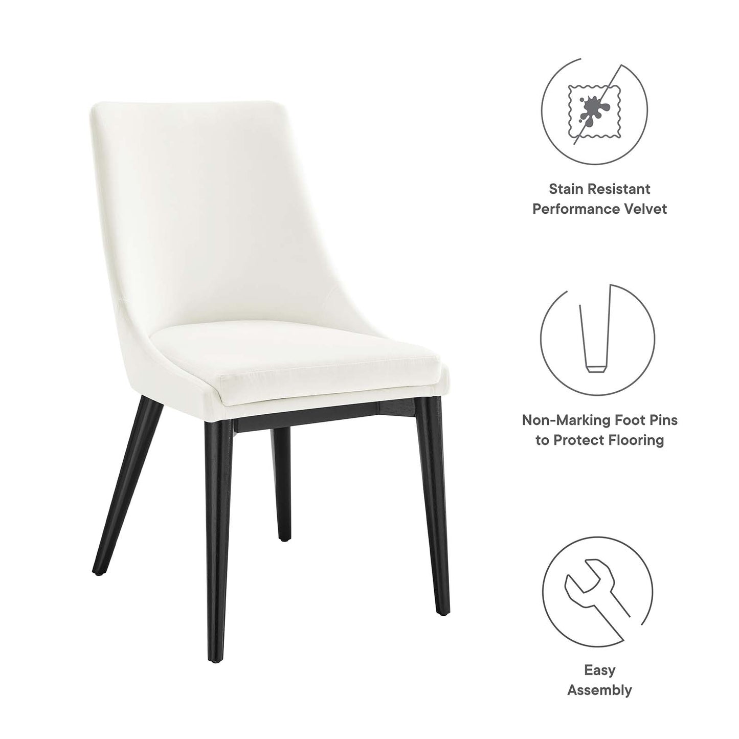 Viscount Performance Velvet Dining Chair By Modway - EEI-5009 | Dining Chairs | Modishstore - 77